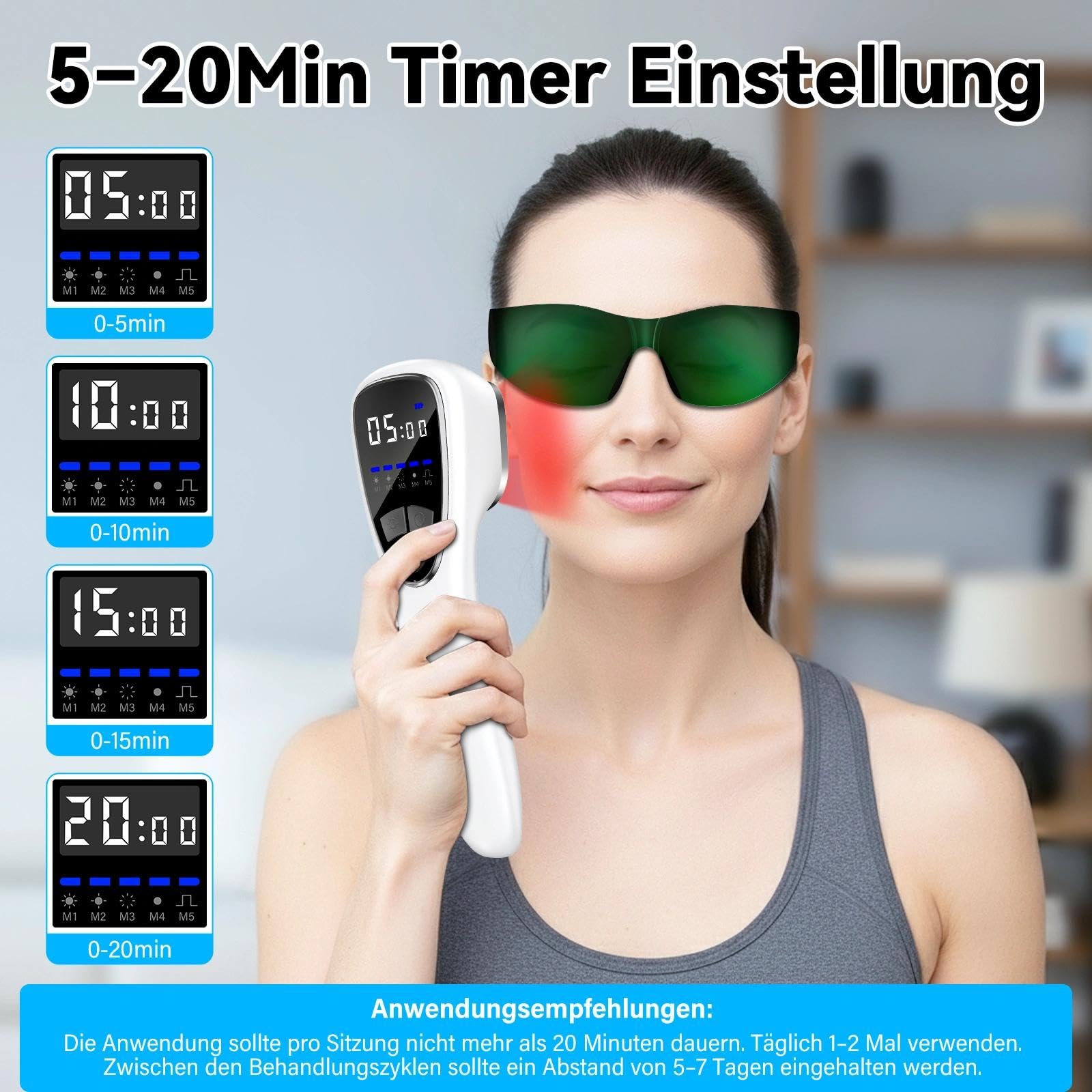 Dispositivo Luce Rossa 650nm & 808nm con Supporto – Lampada Infrarossi Portatile Senza Fili con 5 Modalità e Timer, Dispositivo Benessere per Relax Muscolare, Schiena, Collo, Sport e Uso Domestico