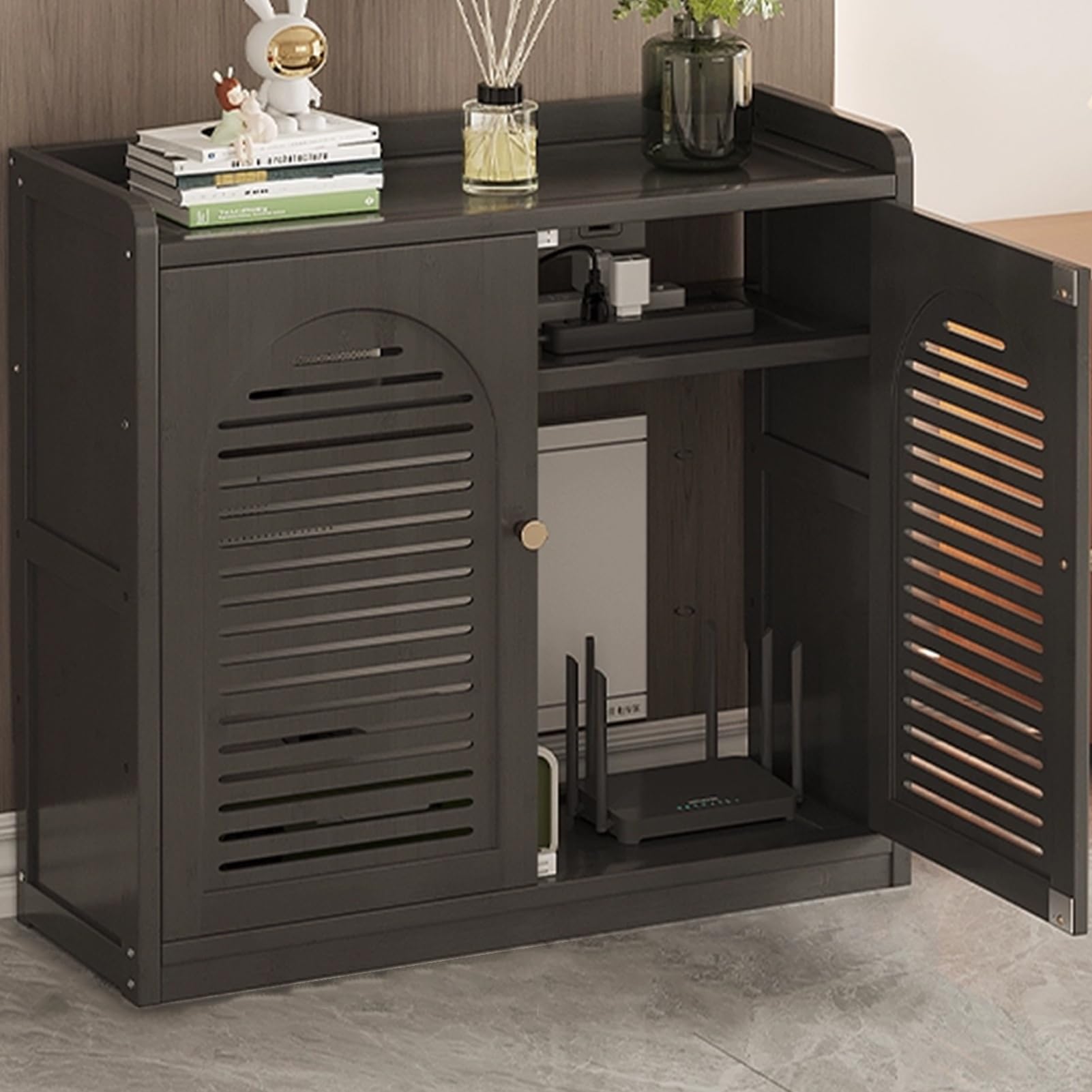 Gabinete de bambú premium para router y gestión de cableado estructural