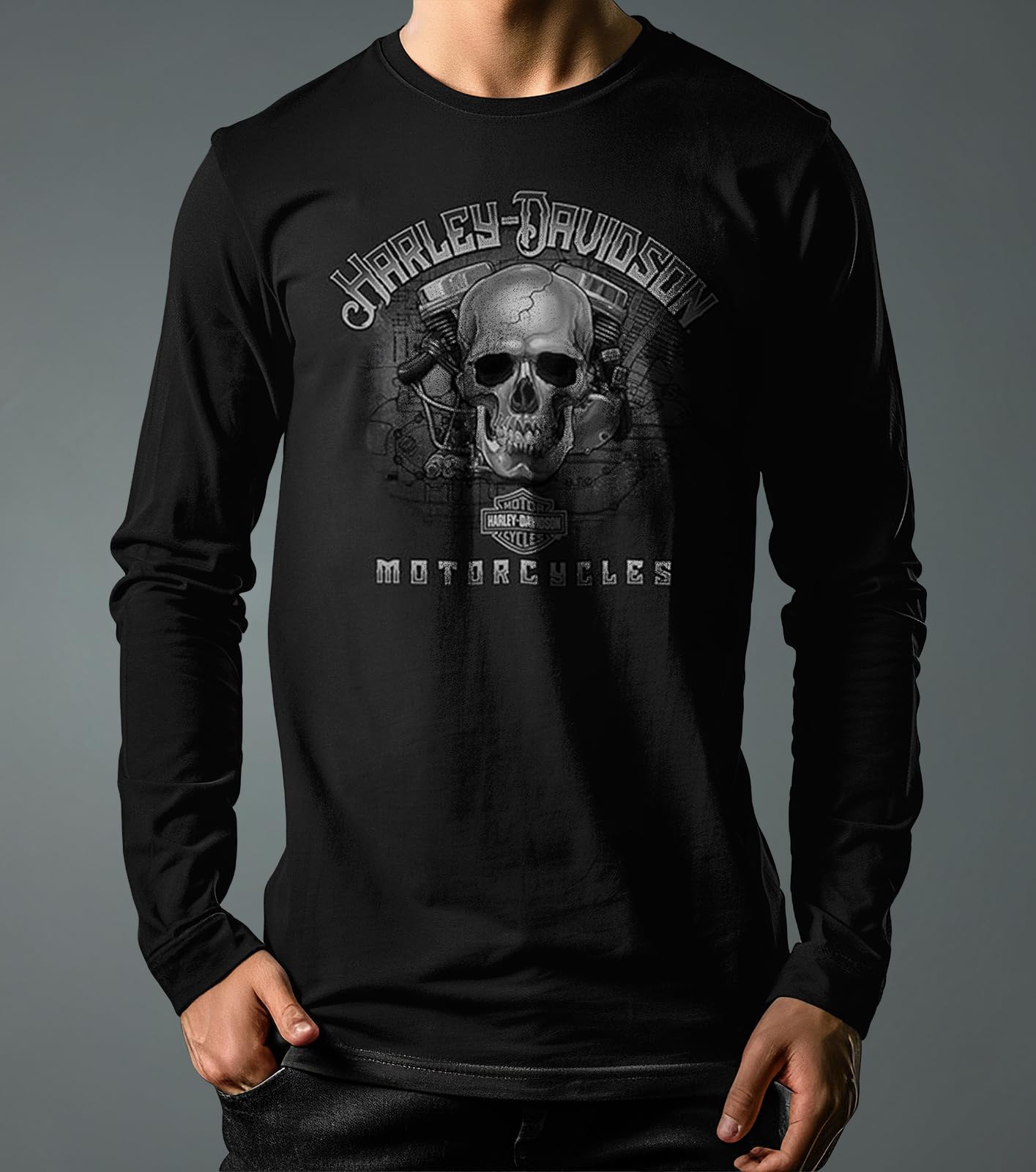 Harley-Davidson Military - Men's Black Graphic Long-Sleeve T-Shirt - USAG Wiesbaden | Live Engine
