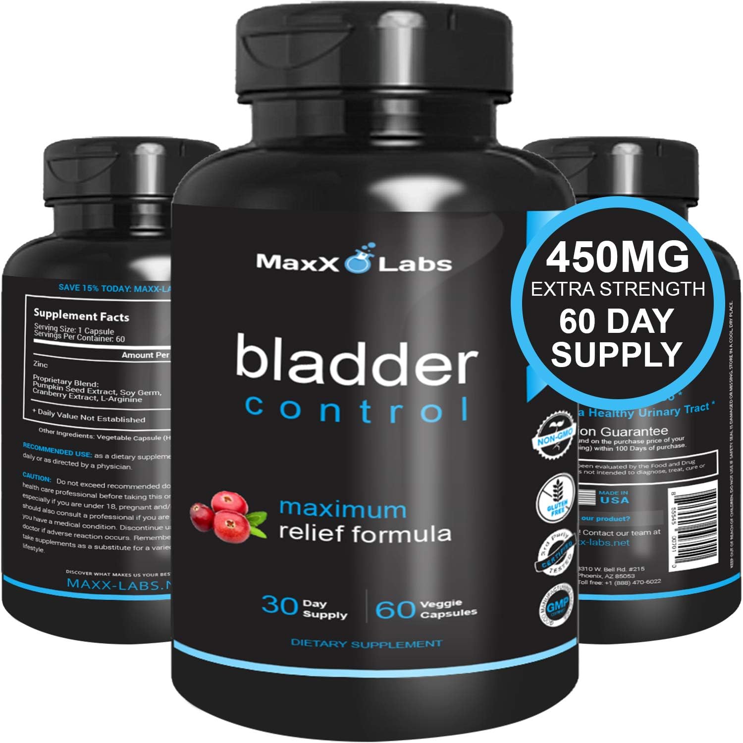 MaxX Labs Bladder Control & UTI Cranberry Pills Cranberry