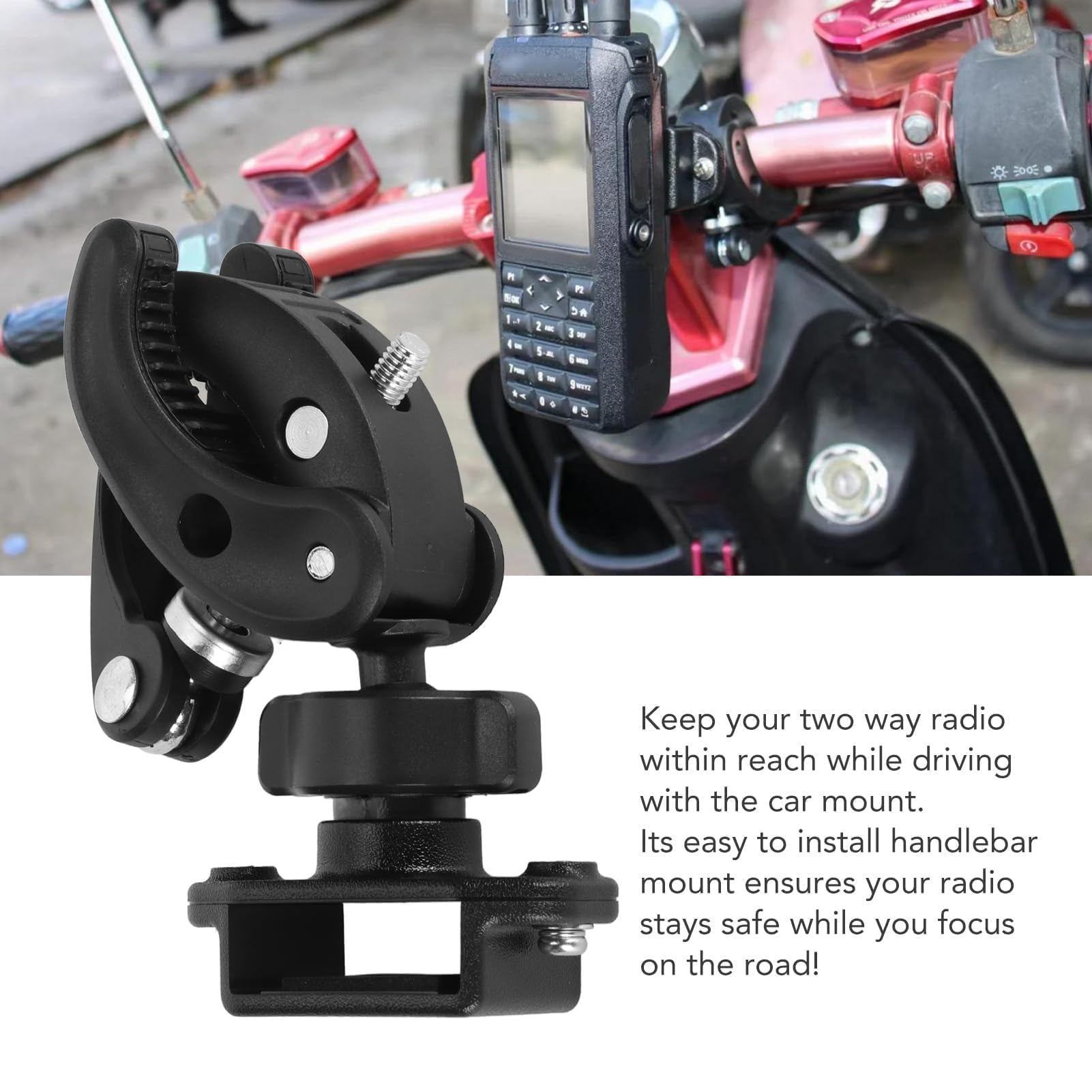 Supporto Per Walkie-talkie Per Moto, Radio Bidirezionale Per Bici, Supporto Per Bici, Morsetto Radio Portatile Regolabile Per Radio Bidirezionale, Nero