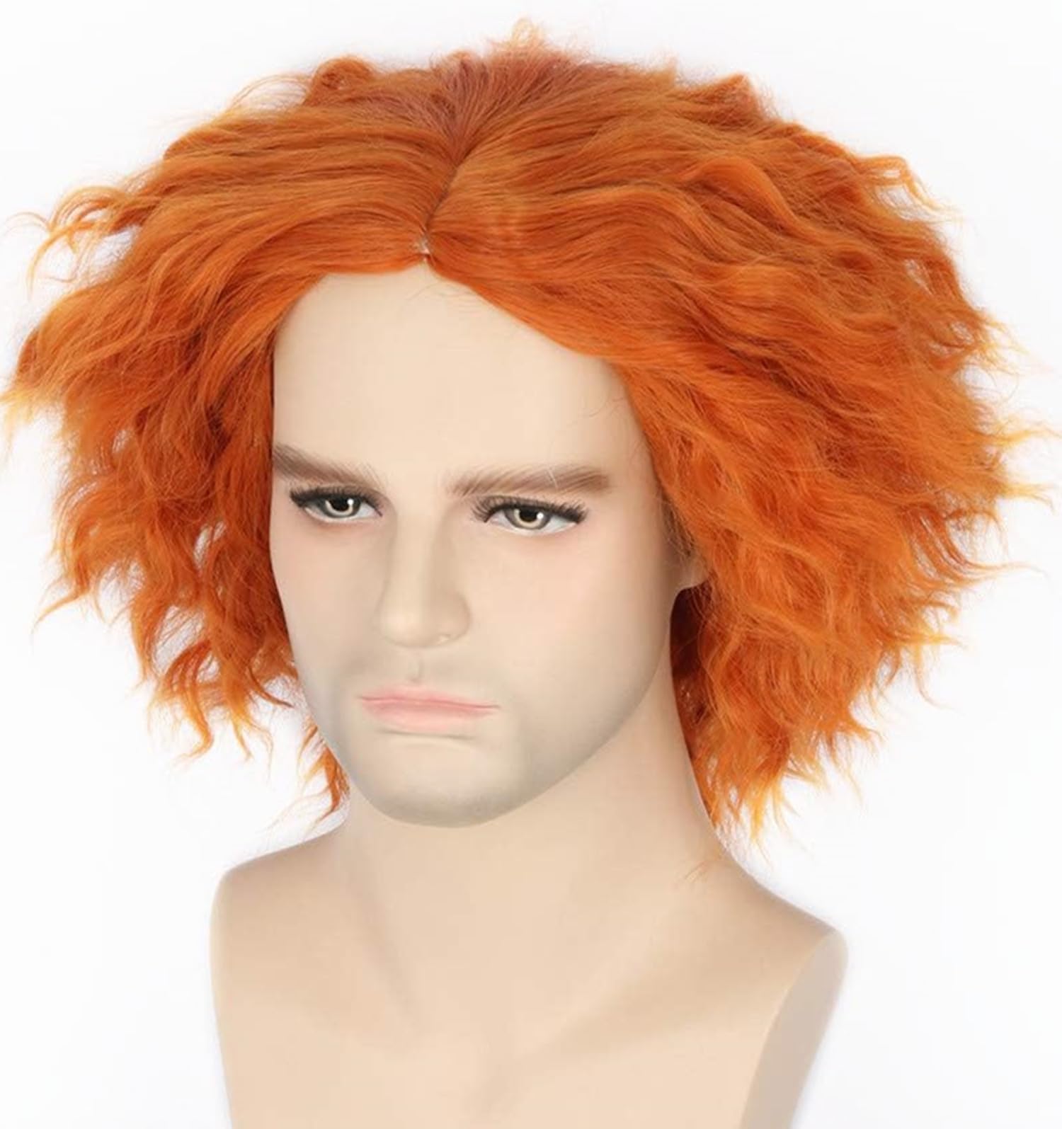 LeMarnia Mad Hatter Wig - Orange Short Curly Wig for Halloween Carnival & Cosplay