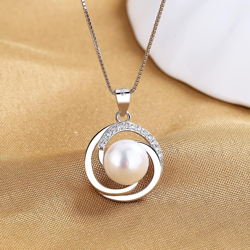 Pearl Necklace & Real Freshwater Cultured White Pearl Necklaces for Women Jewelry Sterling Silver Pendants 8-9 mm Pearl, 18 inch Chain for Wife Mom Birthday Gifts for Women