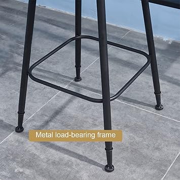Modern Bar Stools Set Counter Height Dining Chairs Bar Stools Set of 2 Wood Seat with Back & Black Metal Legs, Counter Height Stools 75CM