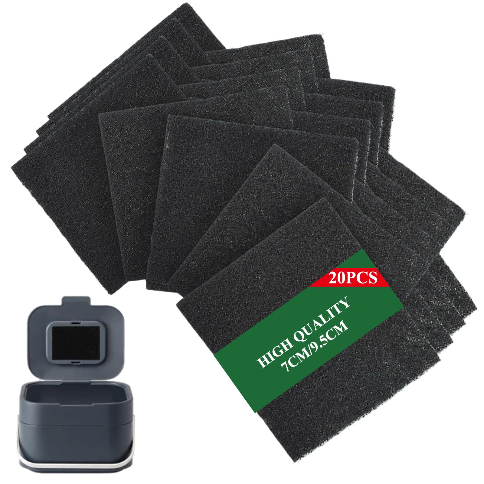 Alriedy 20 PCS Activated Carbon Filter Compost Caddy Odour Filters, Compatible with Joseph Joseph Bin – Odor Elimination & Freshness Control for Food Waste Caddies, Kitchen Compost Bins & Odor Control