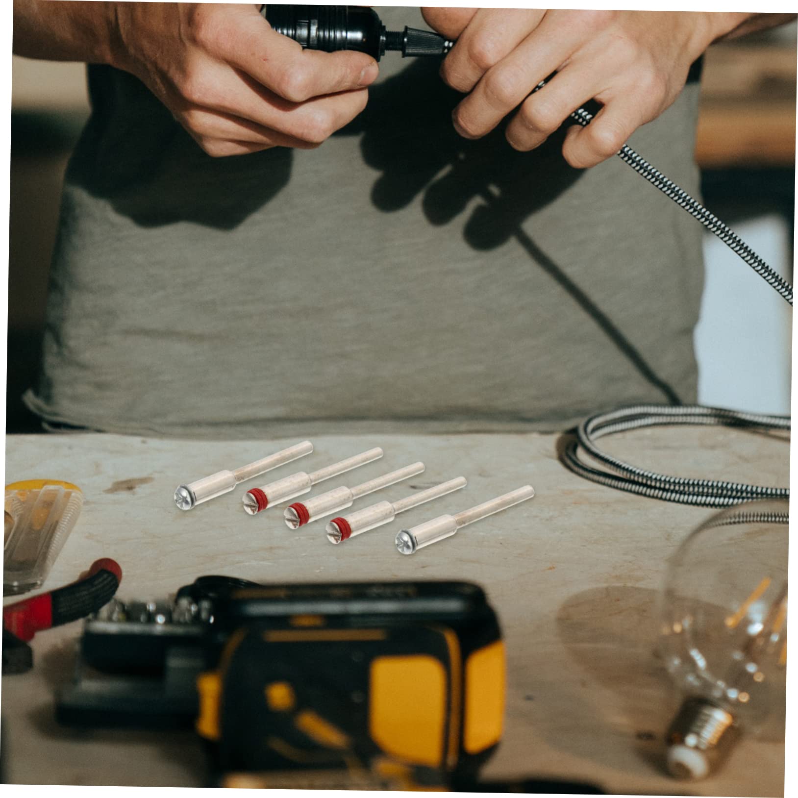 SOLUSTRE Electric Sanding Paper Stick Set for Screw Rotary Tools 24pcs Alloy Mandrel for Cut-Off Wheel Flex Shaft Sanding Disc Holder