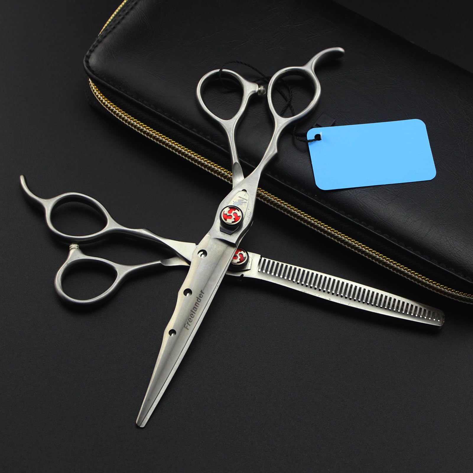 7 inch Set, Linkshänder Friseurschere Haarschere Effilierschere 7 Zoll Professionelle Scharfe Linkshänder Haarschneideschere Edelstahl Profi Salon Haar Scheren für Damen Herren