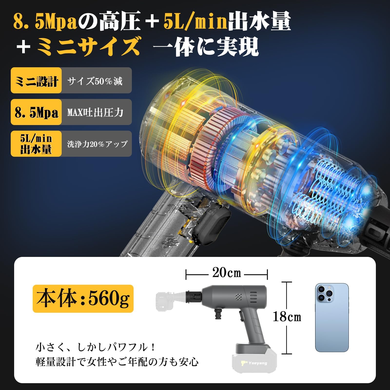 Amazon | 高圧洗浄機【8.5MPa強化版・超軽量560g・ぴかぴか洗浄店監修