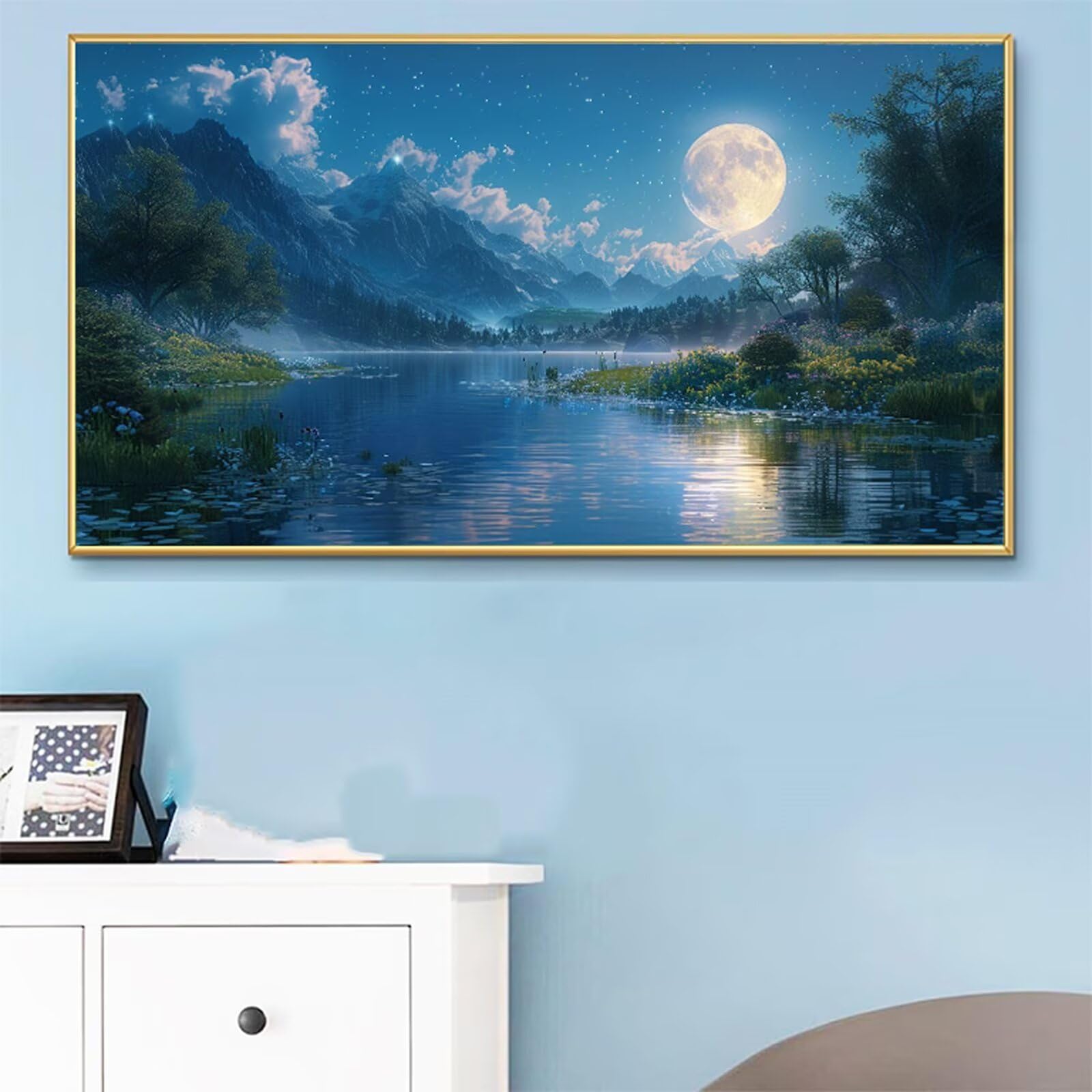 Pintar por Numeros 100x200cm Lago Pintar por Numeros Adultos Montaña Paint by Numbers Adult, Cuadros para Pintar con Pinceles y Pigmento, Manualidades Adultos para Decoración Pared (Sin Marco) RB-800