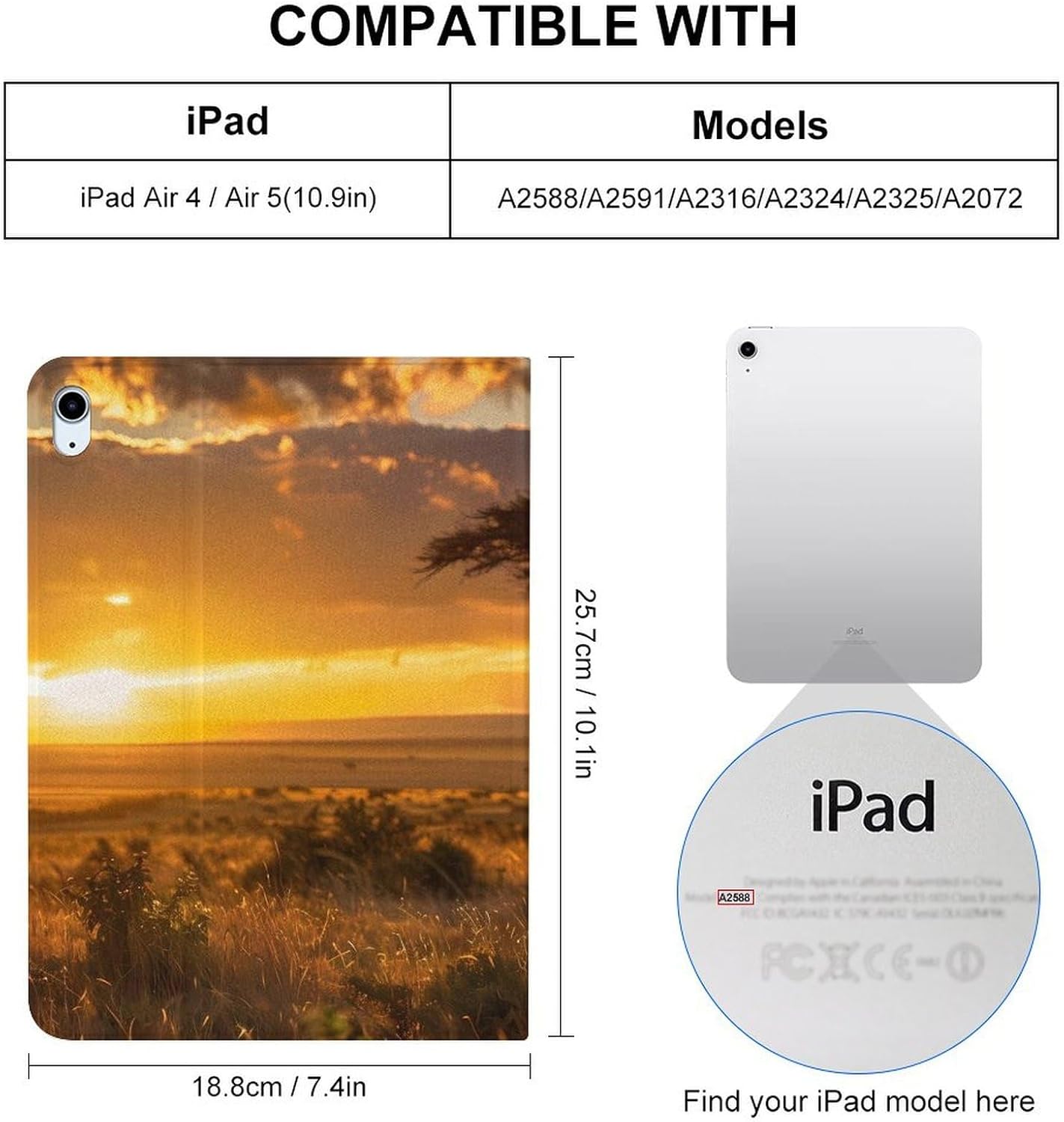 Wild Animal African King Lion Wildlife Printed Case Trifold Stand Protective Cover Compatible with ipad 2019/2020/2021(10.2in)