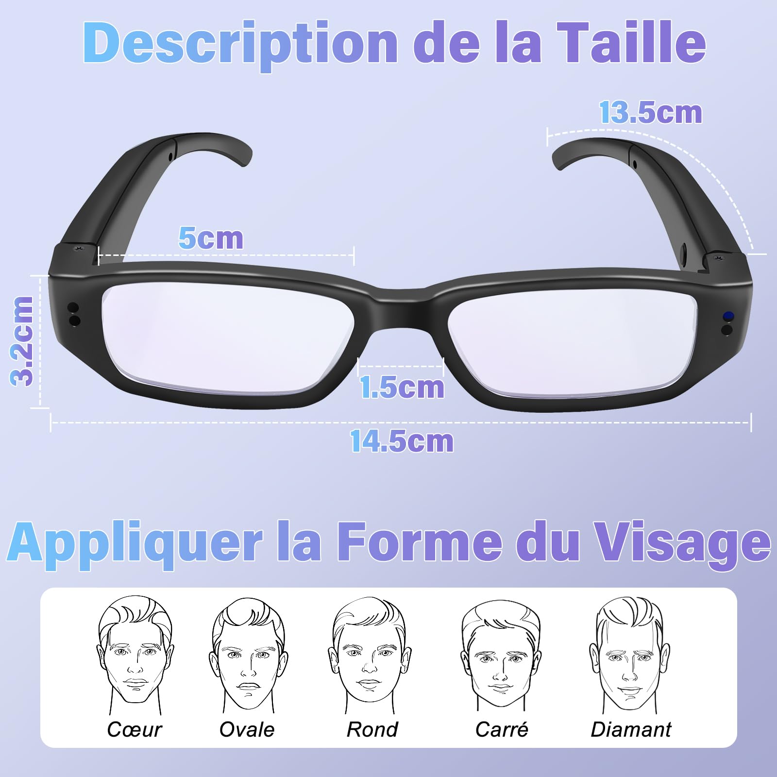UYIKOO Camera Espion, 64GB Mini Lunette Espion, 1080P HD Camera Cachee Lunettes Portable Enregistreur Vidéo Caméscope Prise de Photos pour Intérieur Extérieur