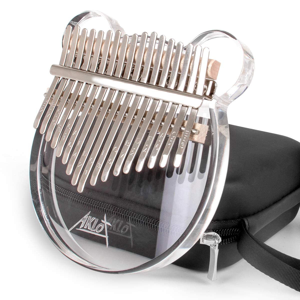 AKLOT Kalimba 17 Keys Transparent Panda acrylique Thumb Piano Note sculpté démarreur doigt piano avec Kalimba cas Tune marteau étude livret autocollants