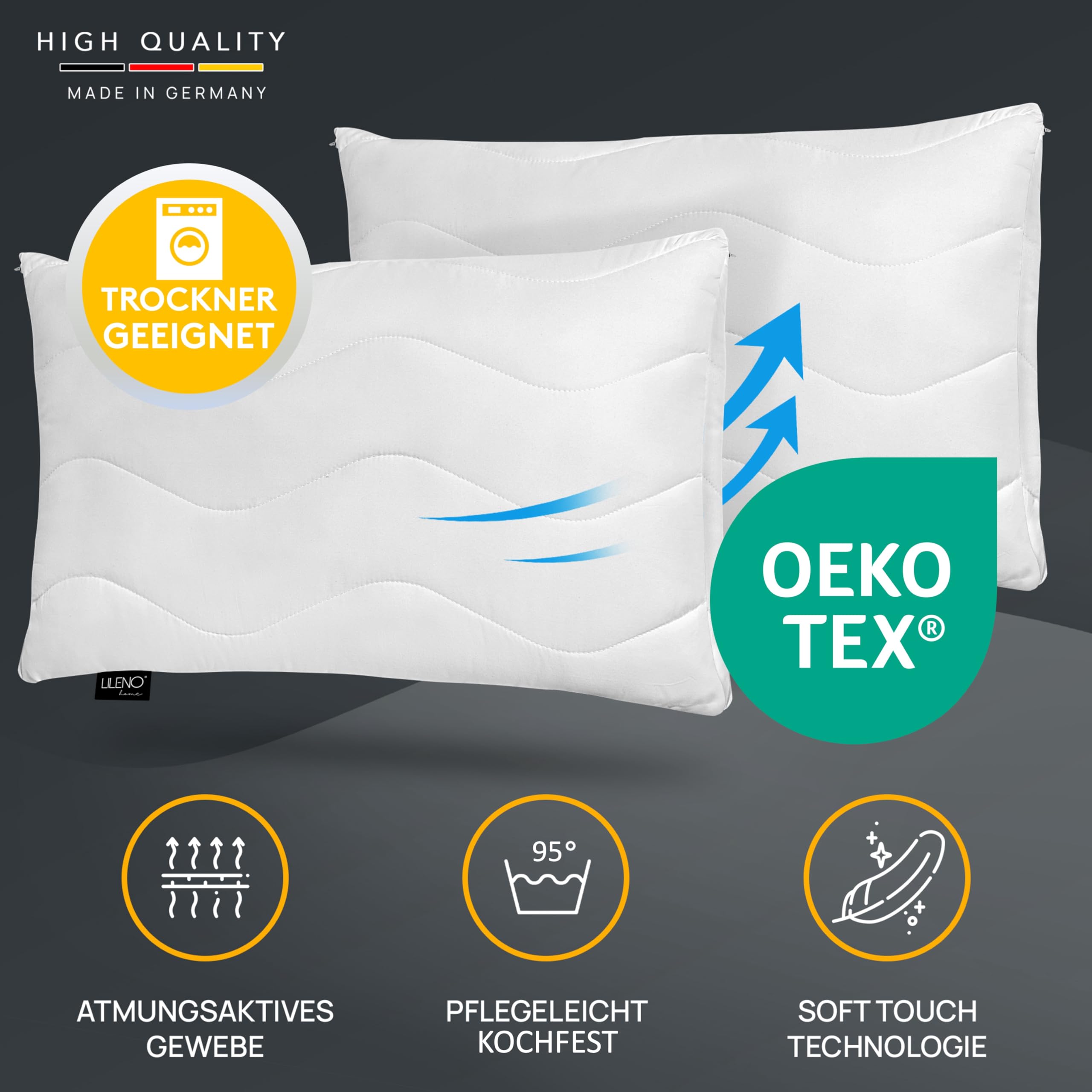 LILENO HOME Almohada de 40 x 70 cm [juego de 6] como relleno de cojín, cojín decorativo con cremallera para ajustar, lavable hasta 95°, cojín de sofá y cojín decorativo para sofá/cama