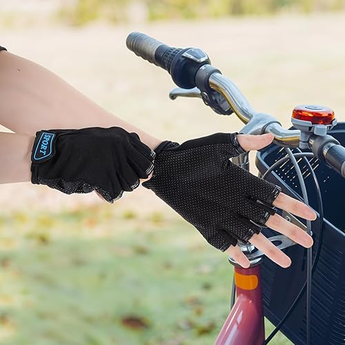 Miniatura 5 de 2 pares de guantes de bicicleta para niños, guantes de ciclismo de medio dedo para niños y niñas, correa ajustable para deportes al aire libre de 5