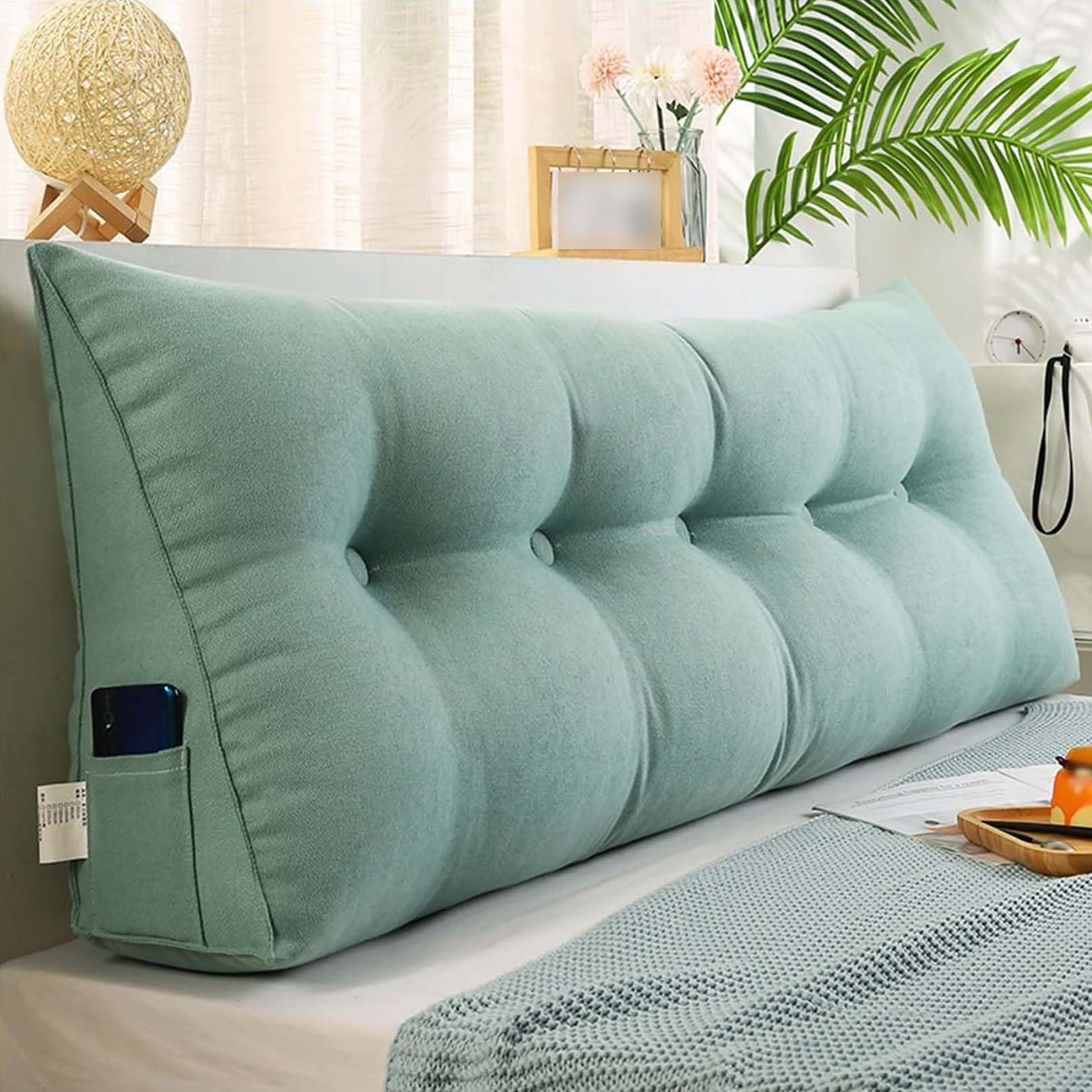 Large Wedge Back Pillows Backrest Bolster Comfortable Headboard Triangular Rest Reading Pillow Lumbar Support Cushion Waist Backrest Soft Sofa Daybed Positioning Bolster,D,180 * 50 * 20cm