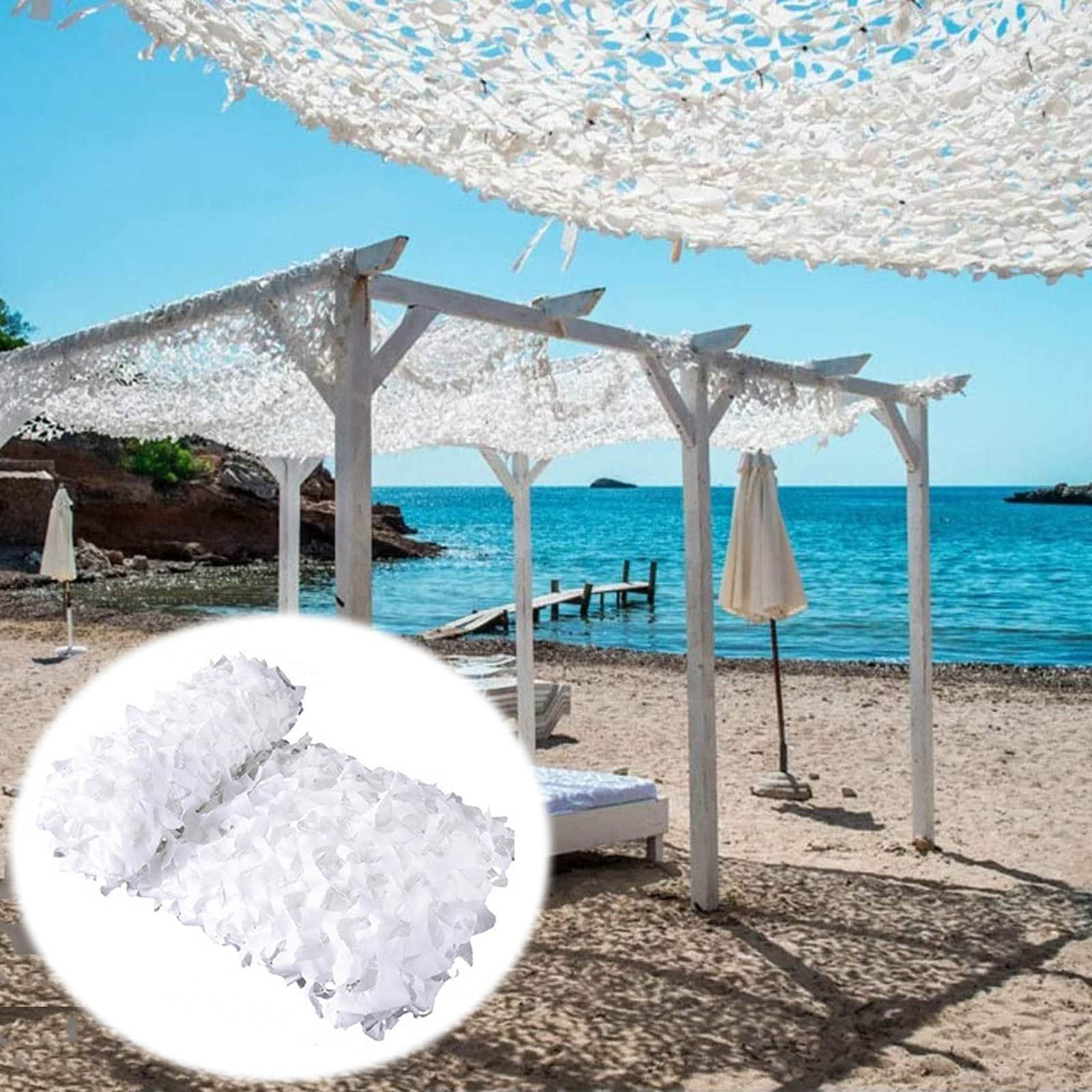 Suwooy White Camouflage Netting For Pergola,Shade Net, Reinforced Camo Netting,Military Net,Camping,Hunting,Theme Party Decorative Camouflage Net,Garden Sunscreen Net,Car Cover,-3X4m(9.8*13.1Ft)