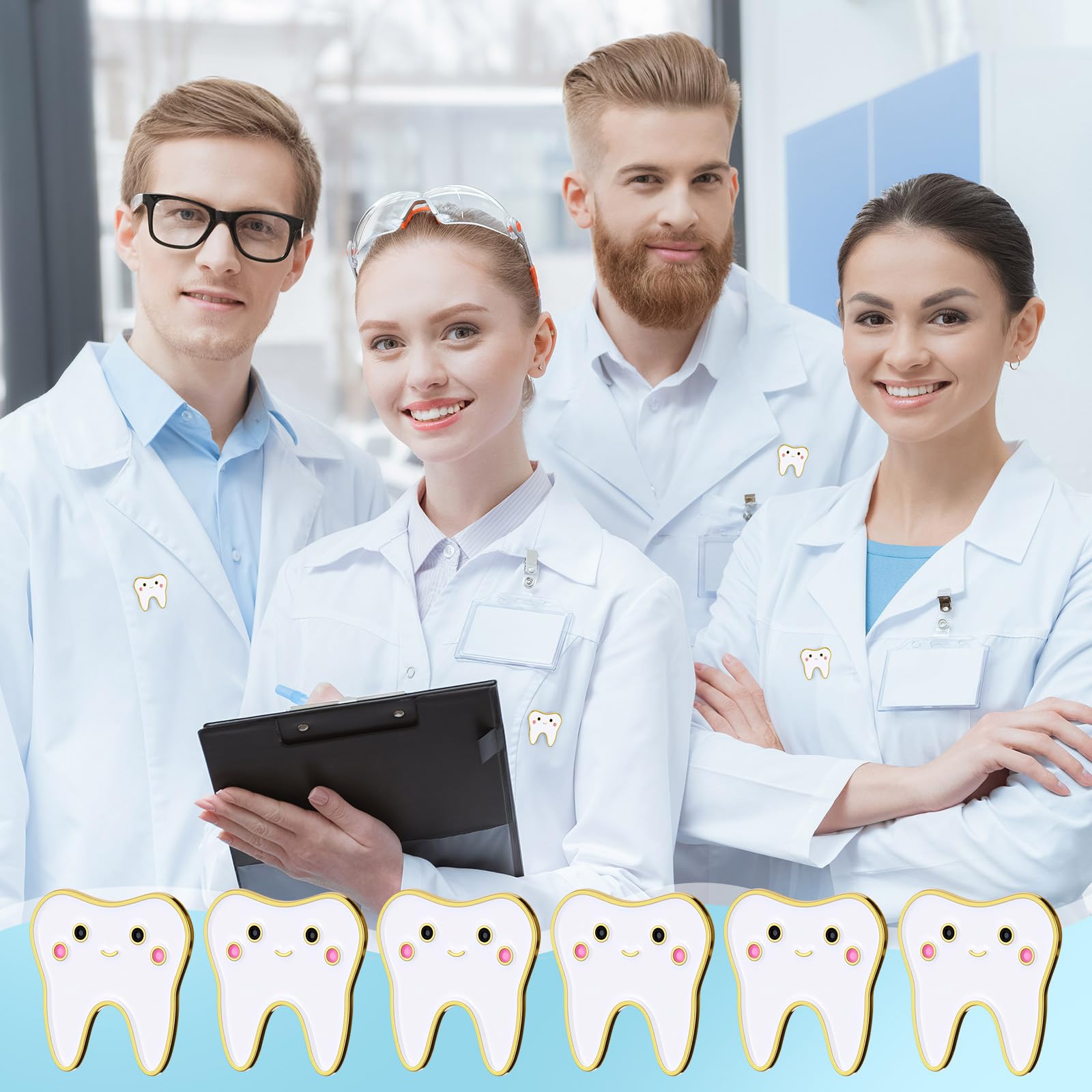 Landical 30 szt. uroczych przypinek do zębów emaliowane szpilki dentystyczne prezenty dentystyczne zabawna broszka z klapą zębów dla współpracowników, asystent dentystyczny lekarza pielęgniarki