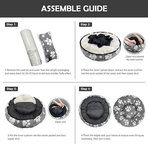 Miniatura 6 de Camas en forma de dona para perros pequeños, camas redondas relajantes para gatos de interior, bonita cama para mascotas con textura 3D con patas