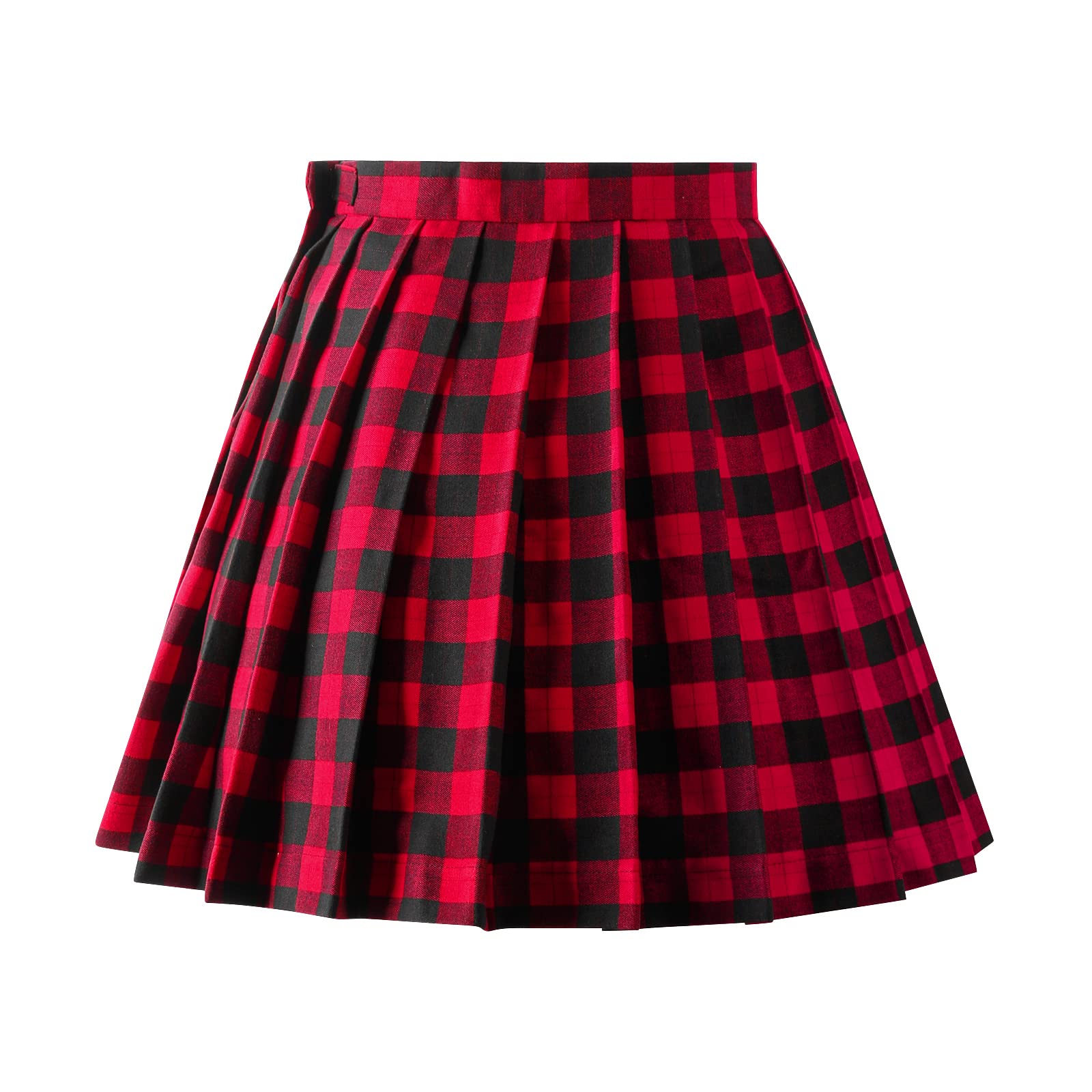 Aeslech Falda de lana plisada a cuadros para mujer, falda de invierno de uniforme escolar de cintura alta para niñas