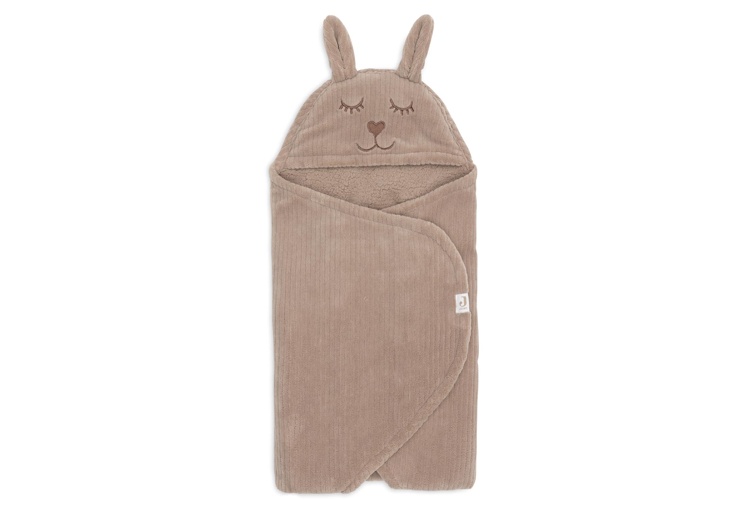 Jollein Einschlagdecke Baby Bunny – Cloudy Rib – Milky Coffee – Mit Kapuze & Klettverschluss – Kuscheliges Teddyfleece – Geeignet Für 3- und 5-Punkt Gurte – Für Babyschale und Kinderwagen