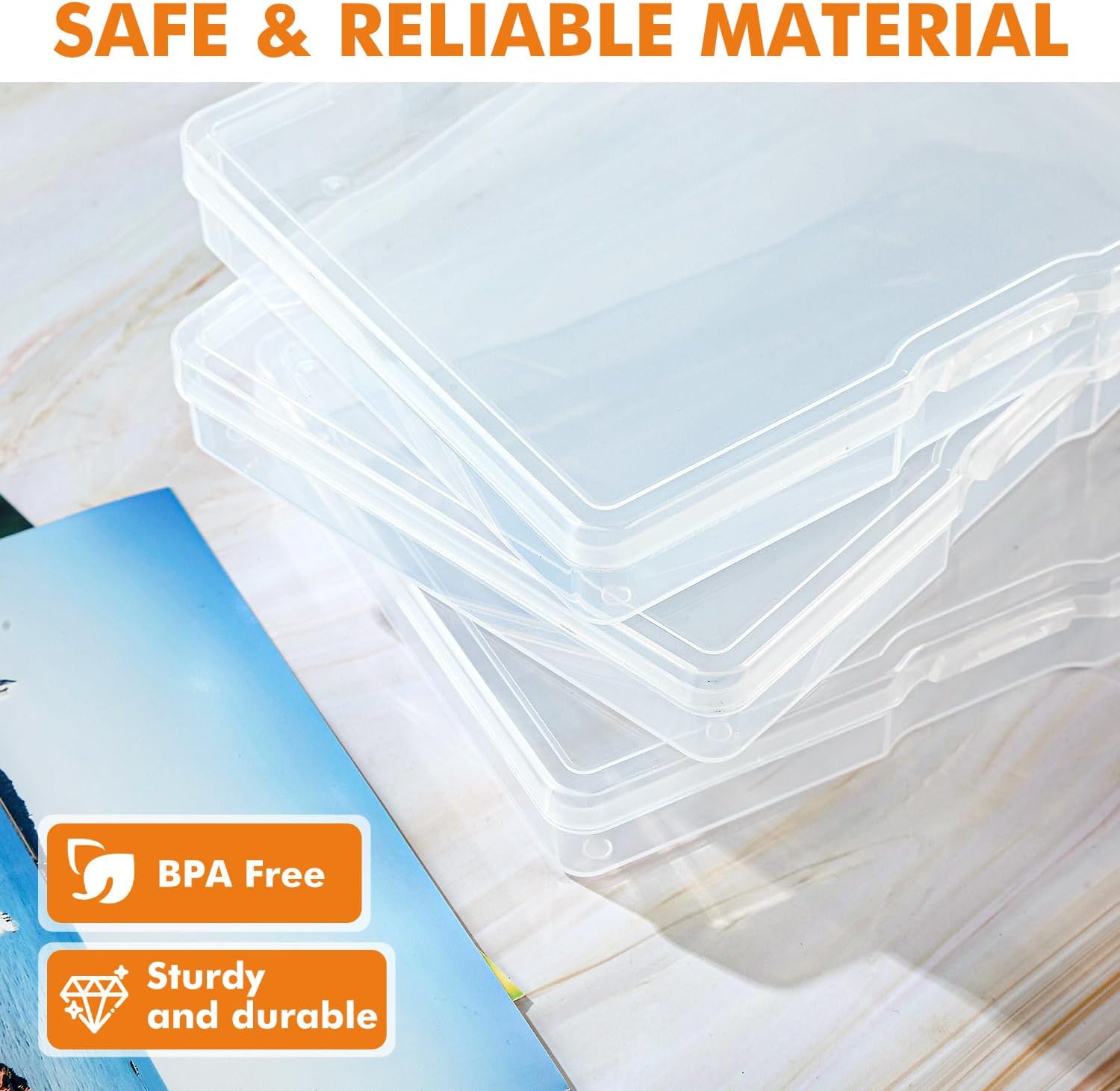 Photo Storage Box 5" x 7",7 Inner Photo Case Photo Keeper Acid-Free Photo Boxes Storage, Seed Organizer Craft Storage Box for Cards Pictures Stamps Office Supplies(Clear)
