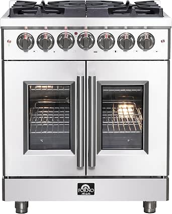 Forno Massimo 30" Freestanding Dual Fuel Range with 5 Burners, Convection Oven, Wok Support & Griddle