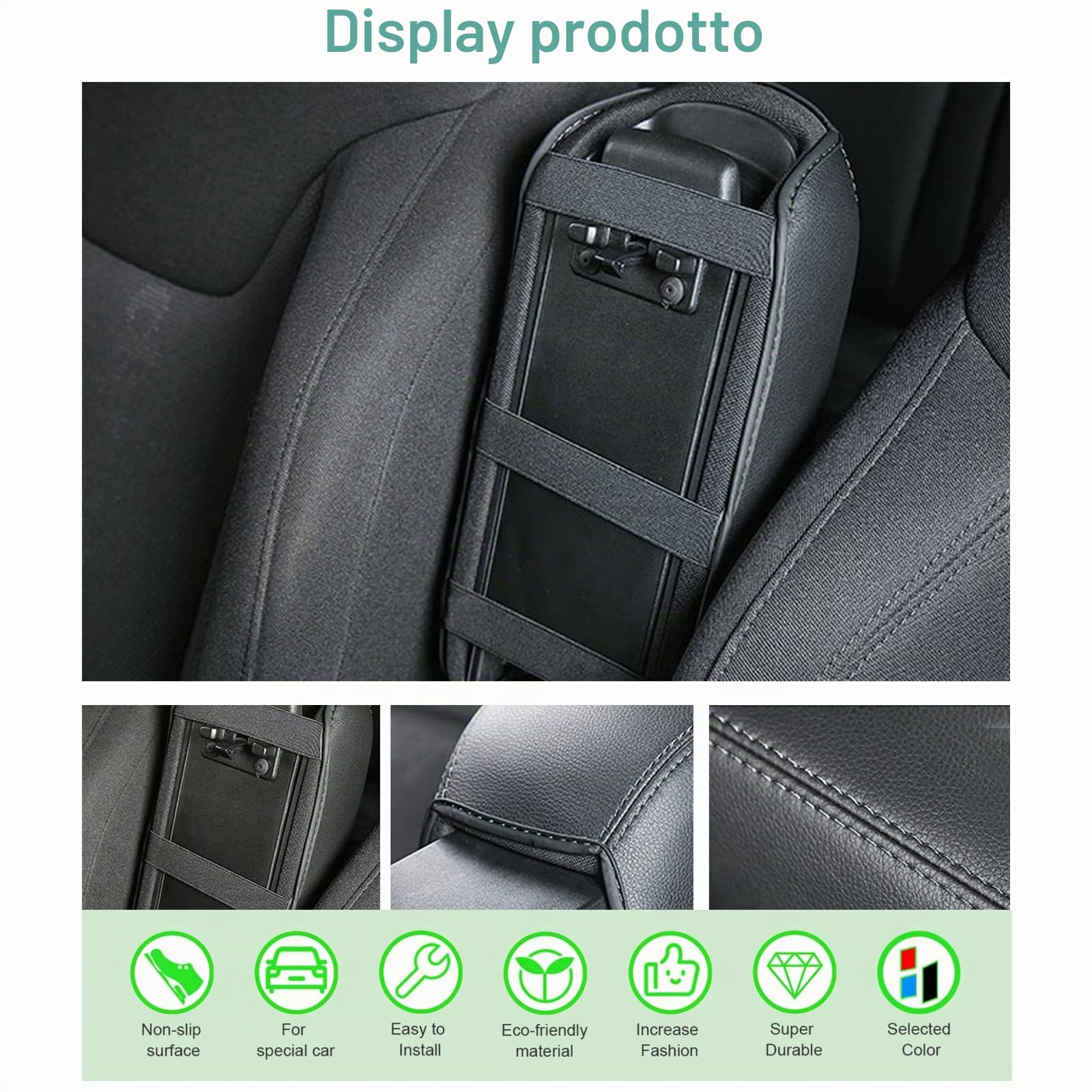 GAFAT J-eep Renegade 2015-2024 2025 Copertura per Bracciolo Console Centrale, Renegade 2023 Protezione Braccioli, Rivestimento in Pelle, Compatibile con Jeep Renegade Accessori (Nero)
