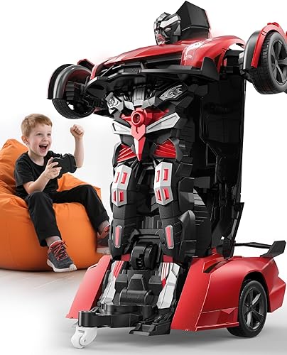 Miniatura 8 de V992 Auto Robot Transformable RC, Escala 1:14, Auto Juguete Robot 2-en-1 con Efectos de Sonido y Luz, Detección de Gestos, Deformación Automática,