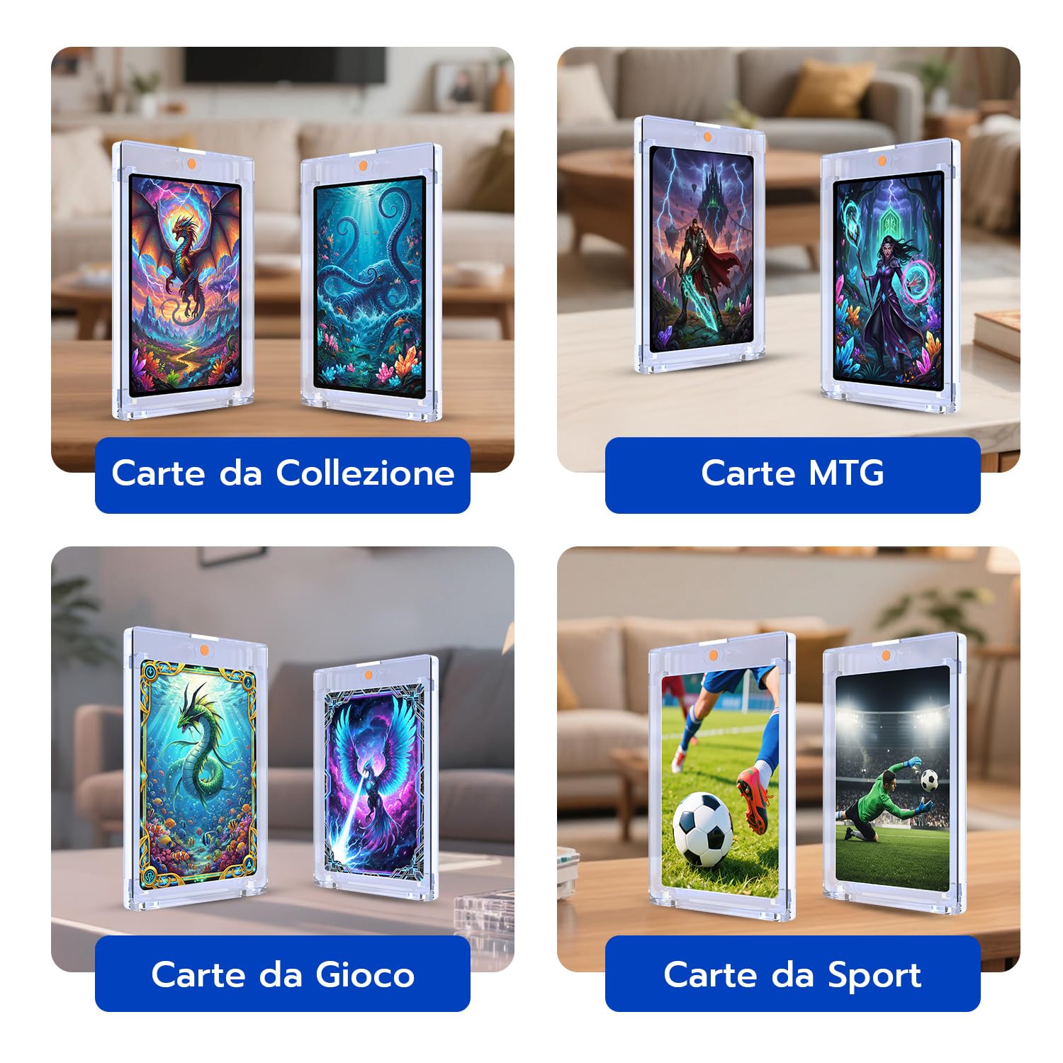 Aggiornato 20 Pezzi 35PT Magnetic Trading Card Holder,Bustine Protettive UV Protezione Custodie Porta Carta Trasparente Magnetiche Carta Cornici Carte Collezionabili per Magic, MTG, Baseball