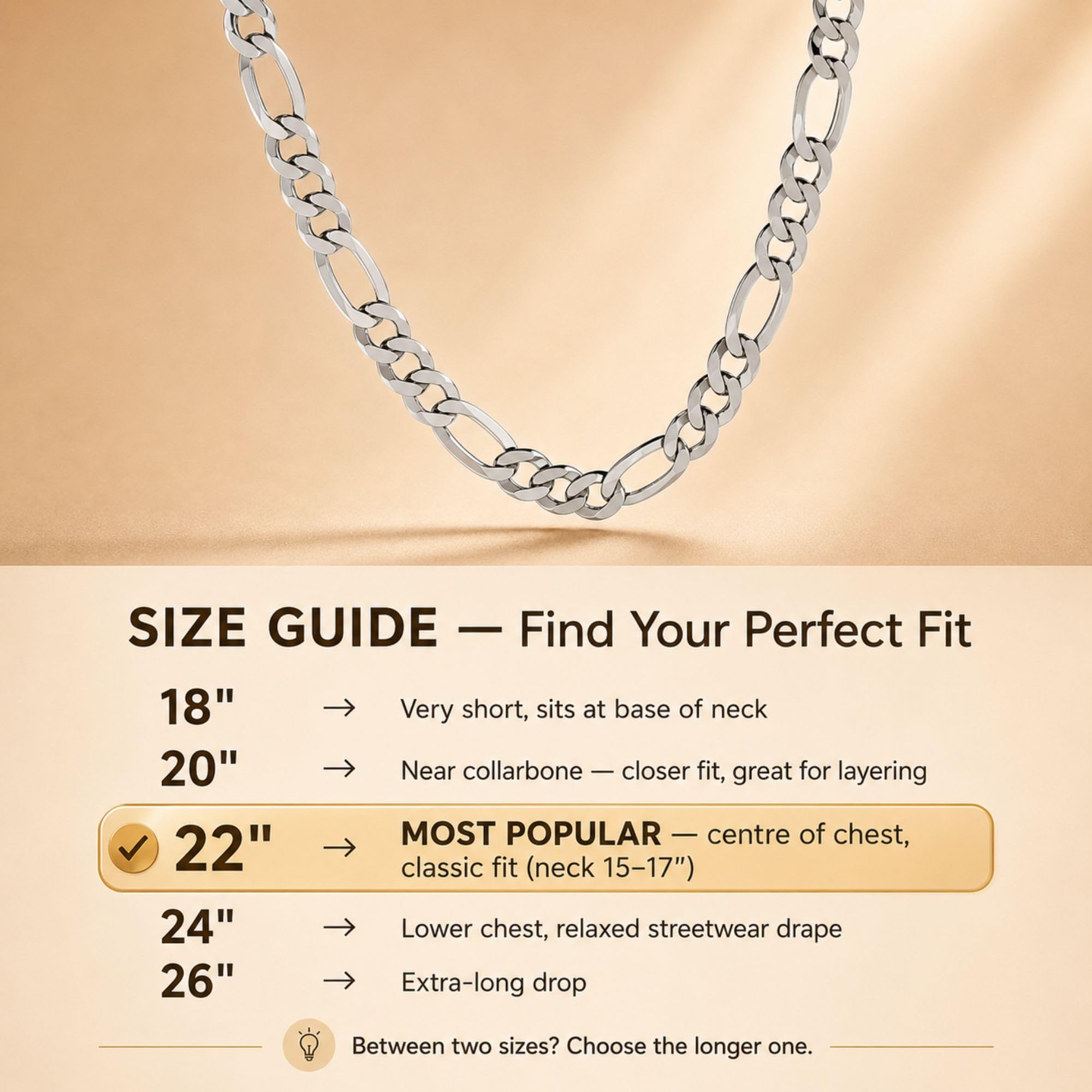 QUADRI - Collar Hombre y Mujer Plata 925 - Cadena Figaro - Made in Italy | Ancho 7 mm - Largo 46-66 cm - Idea de Regalo para Cumpleaños, Aniversario, San Valentín
