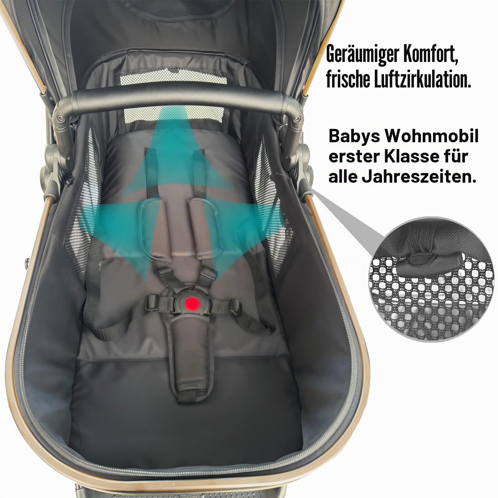 Reisesystem 3 in 1, kombi Kinderwagen, von Neugeborenen bis Kleinkind, All-Terrain, Einhand-Klappbar, Hochsitz-Baby-Kinderwagen, wandelbarer Babywagen