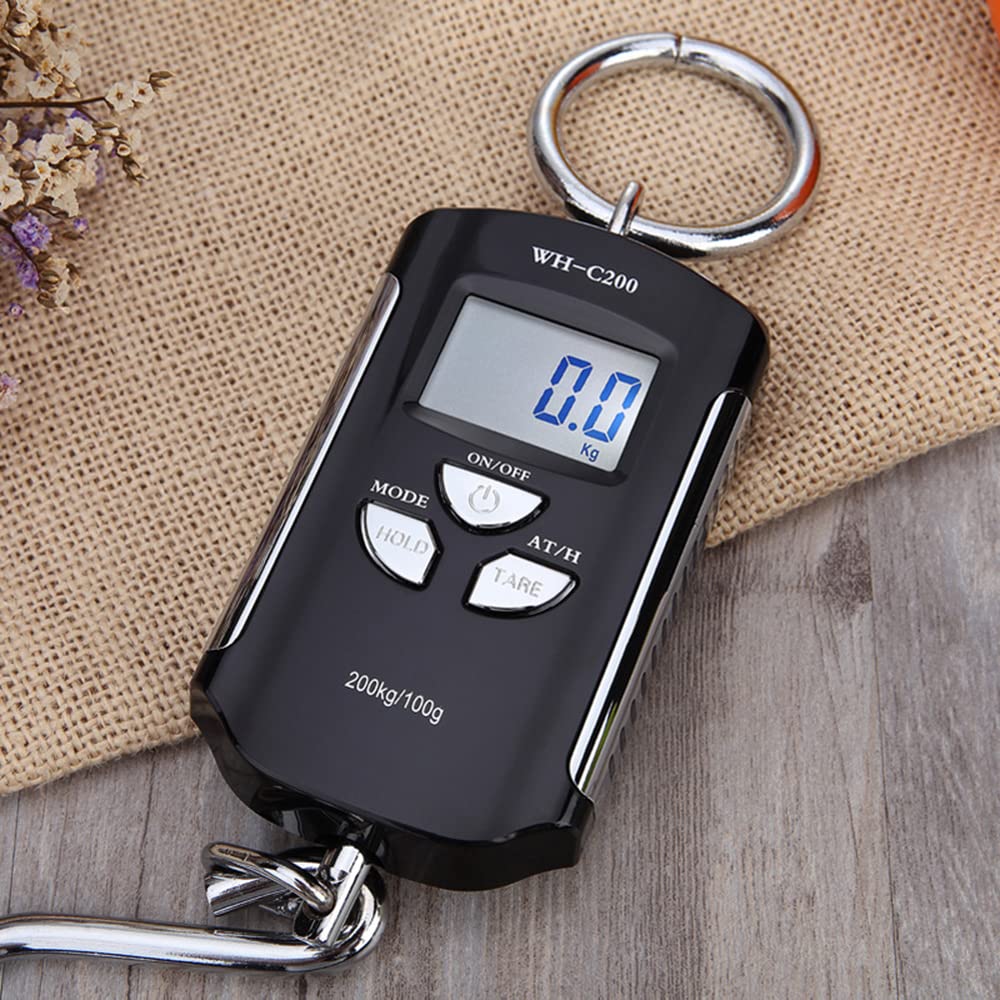 Bilancia digitale sospesa e bilancia portatile da gru per pesatura commerciale - Capacità massima 200 kg 440 lb con risoluzione 100 g - Display LCD retroilluminato e gancio in