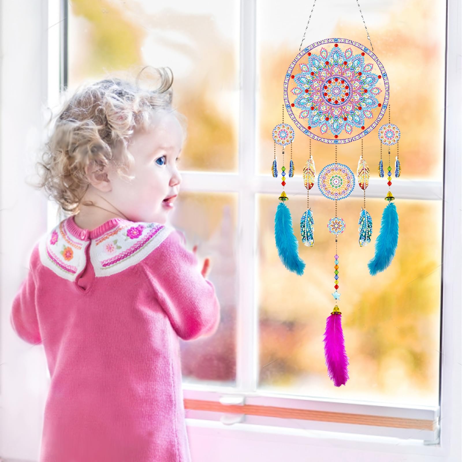 Kit De Pintura De Diamantes 5D Con Atrapasueños De Cristal – Manualidad Para Niñas 7-12 Años Con 4 Figuras Y Llavero
