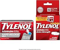 Vista 20 de Tylenol Geles de liberación rápida de acetaminofeno extra fuerte, analgésico extra fuerte y reductor de fiebre, cápsulas de gel con agujeros