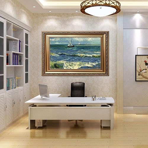 Miniatura 2 de ZENDA Van Gogh The Sea at Les Saintes Marie - Reproducción artística enmarcada de noche estrellada, arte en lienzo para decoración del hogar