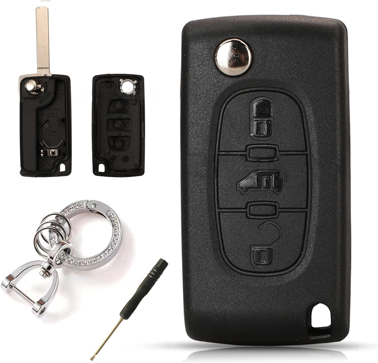 Citroen Berlingo Dispach Auto Chiave Pieghevole 2 Tasti - Foto 2