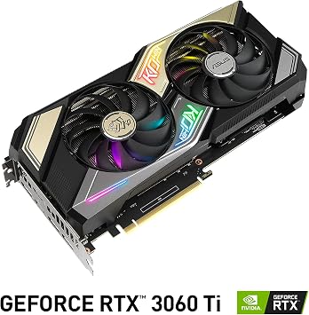 ASUS KO NVIDIA GeForce RTX 3060 Ti V2 OC Edition 8GB GDDR6 Gaming Graphics Card - PCIe 4.0 8GB GDDR6 Memory LHR HDMI 2.1 DisplayPort 1.4a Axial-tech Fan Design 0dB Technology Enduring Capacitors