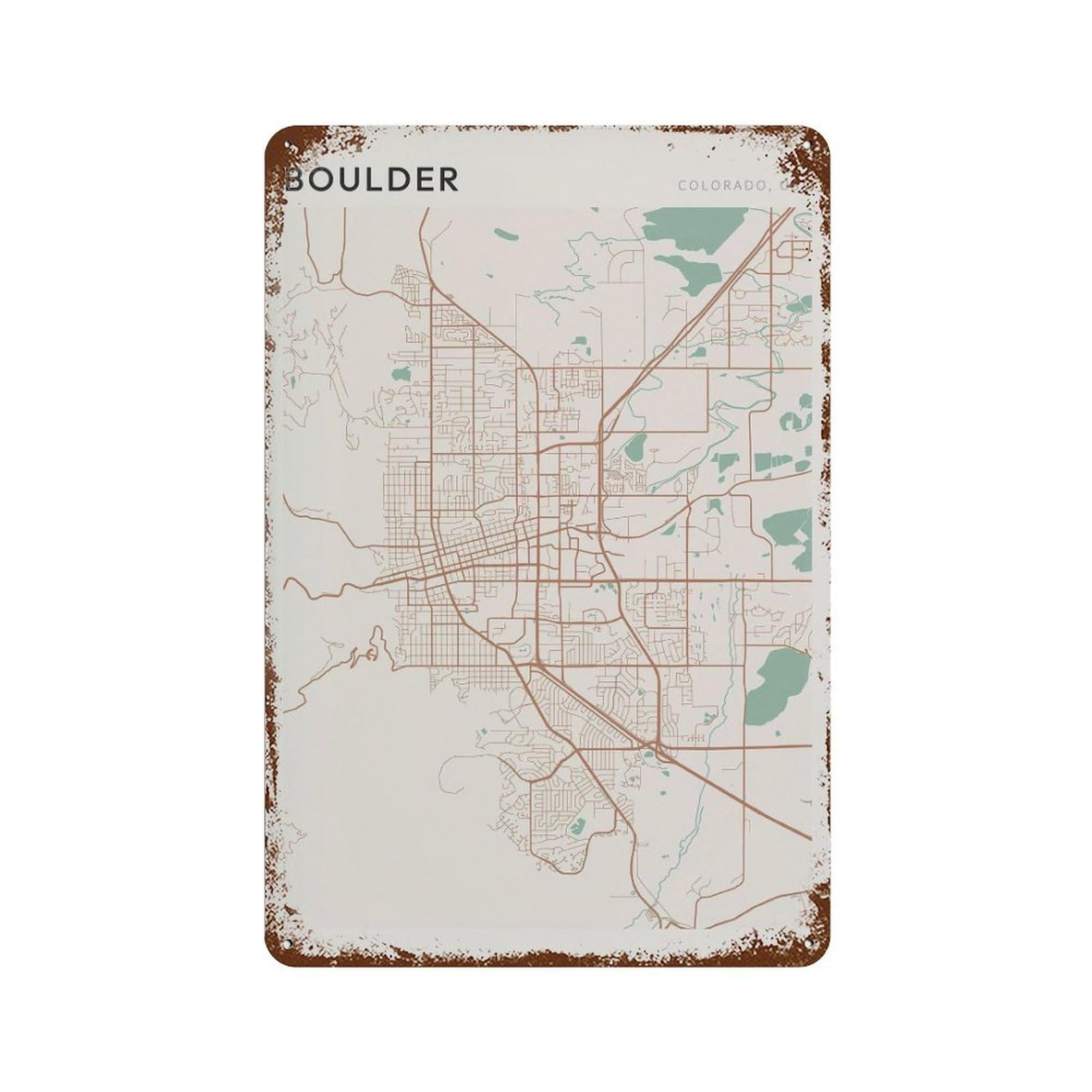 xiaoxiaoshen Boulder Map Colorado Travel Gift Farmhouse Decor (2) Wall Decor Art Metal Tin Poster Modern Home Decor Art Home Bar Shop Decorations Vintage Sign 30x20cm