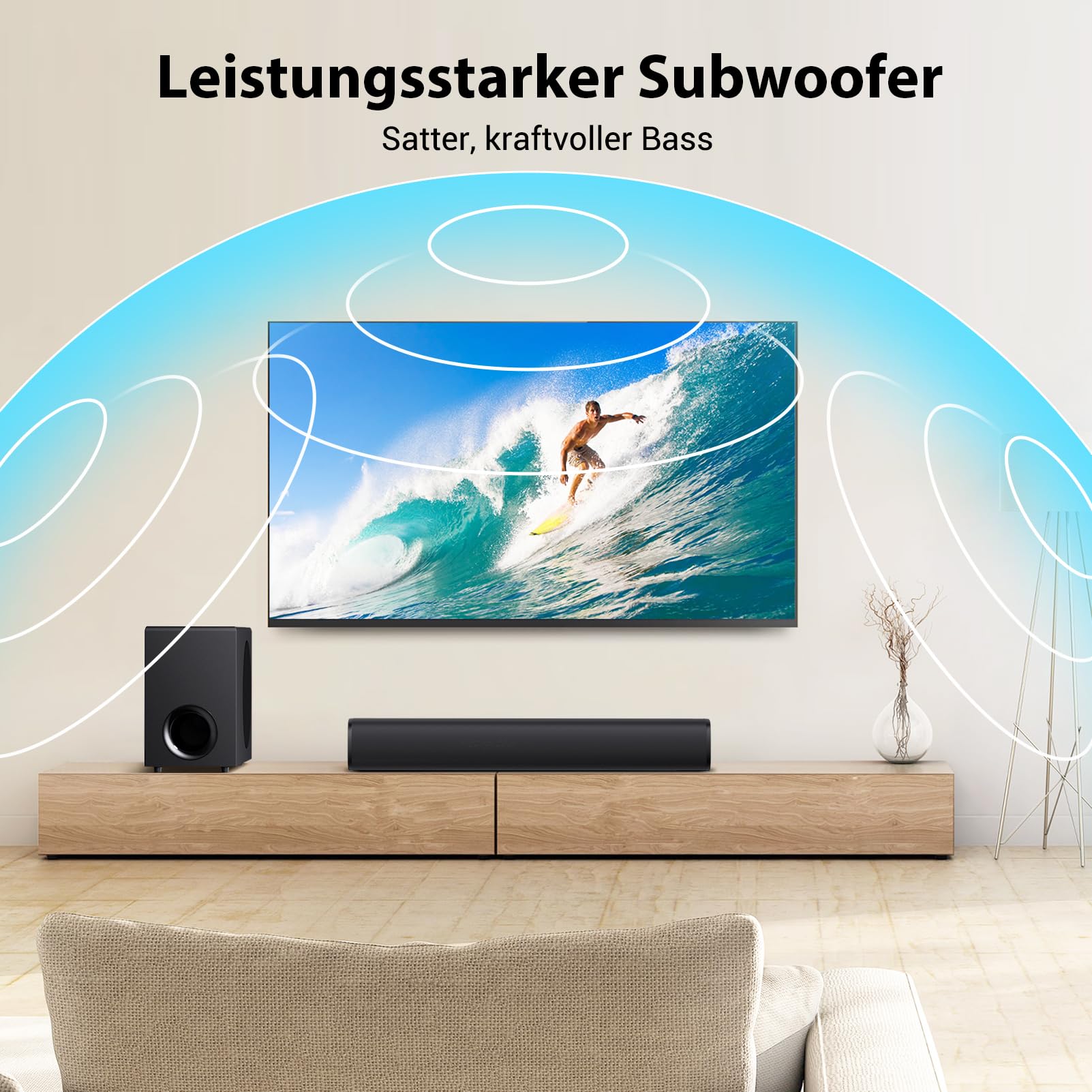 Upgraded Soundbar for TV with 5.9'' Big Powerful 110W Subwoofer, TV Speakers with Deep Bass, Bluetooth 5.3/ARC/Optical/AUX Connect, Surround Sound System for PC/Gaming/Projectors/Gift, 1 Set