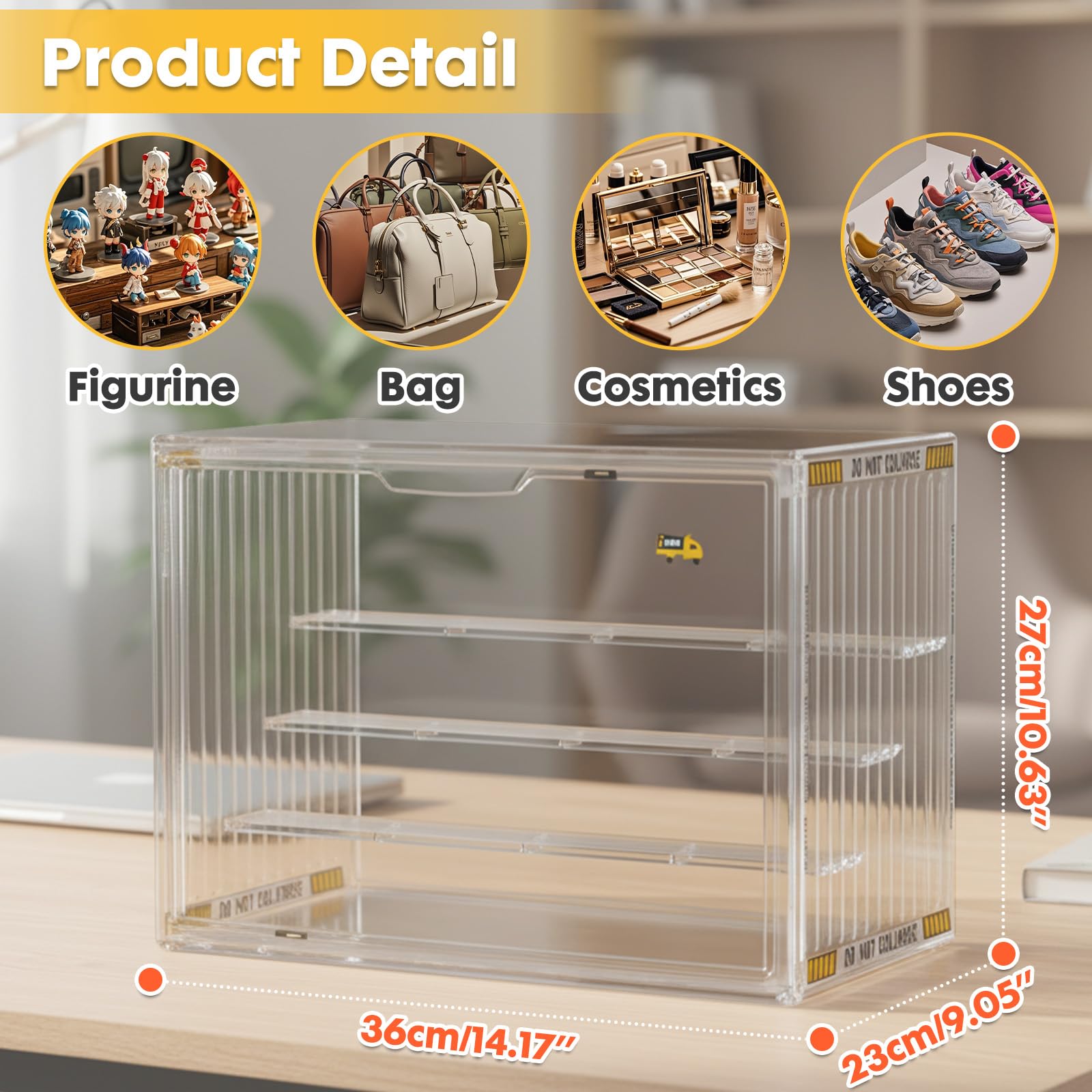 powerking 4 Tiers Clear Display Case for Figures,Acrylic Storage Organizers Box with Magnetic Door - Image 4