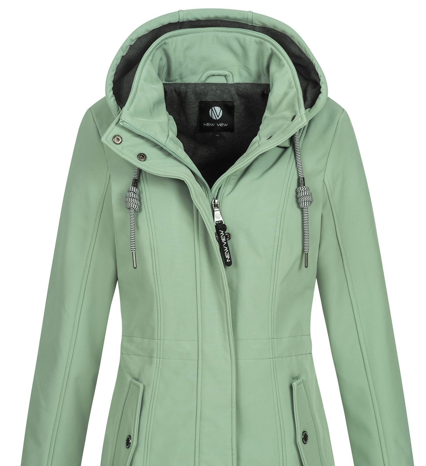 NEW VIEW Damen Softshelljacke wasserabweisender Parka mit Kapuze