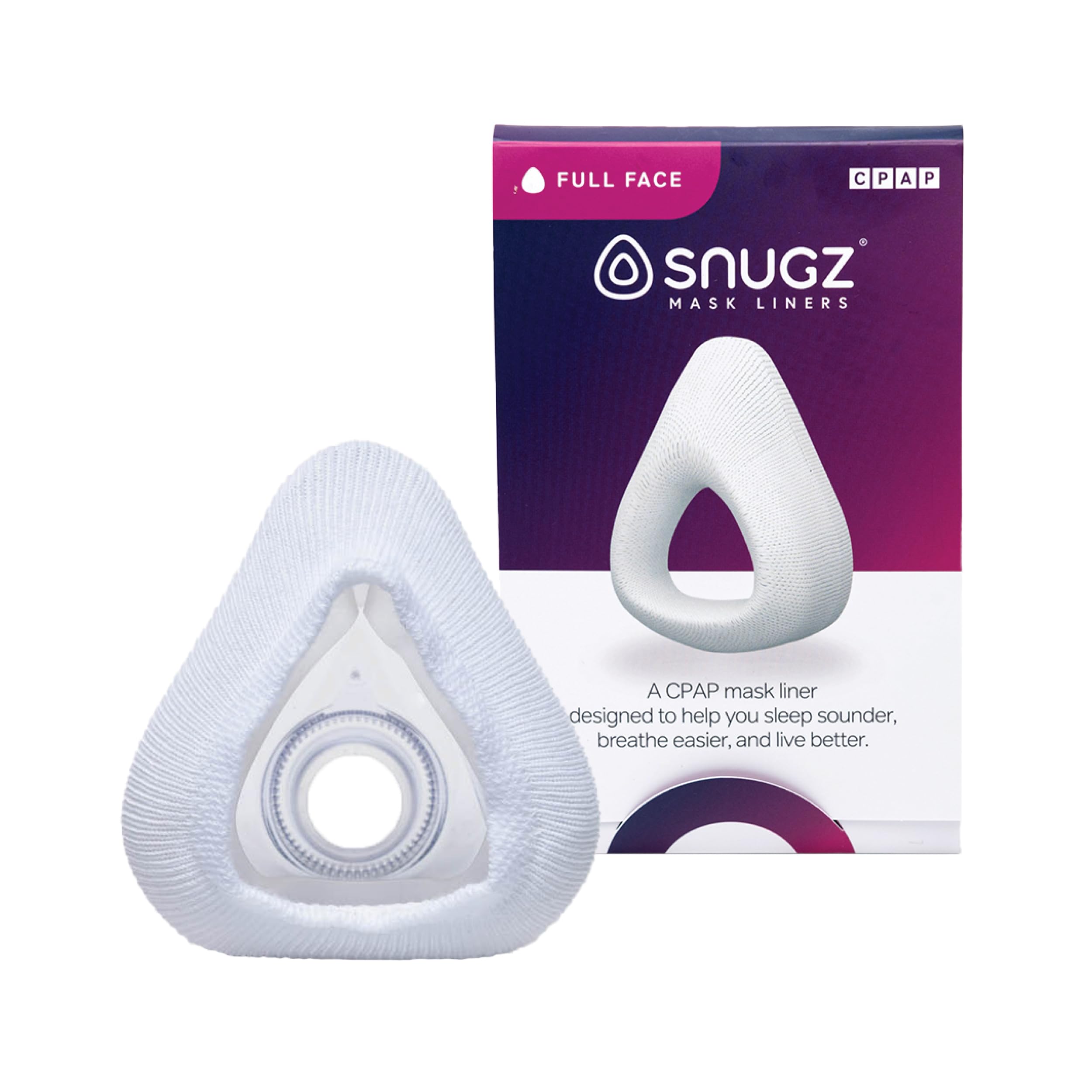 Snugz Full Face Mask Liners: Machine Washable, One-Size-Fits-Most FULL Face CPAP Mask Liners, Pack of 2 Lasts 90 Days