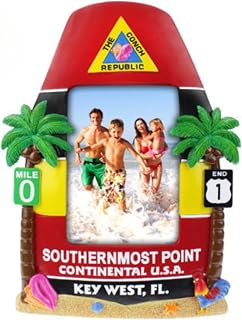 Lunch Money 3D Key West, Florida Themed The Conch Republic 4x6 Photo Frame Souvenir Featuring the Southernmost Point Buoy Monument, Red