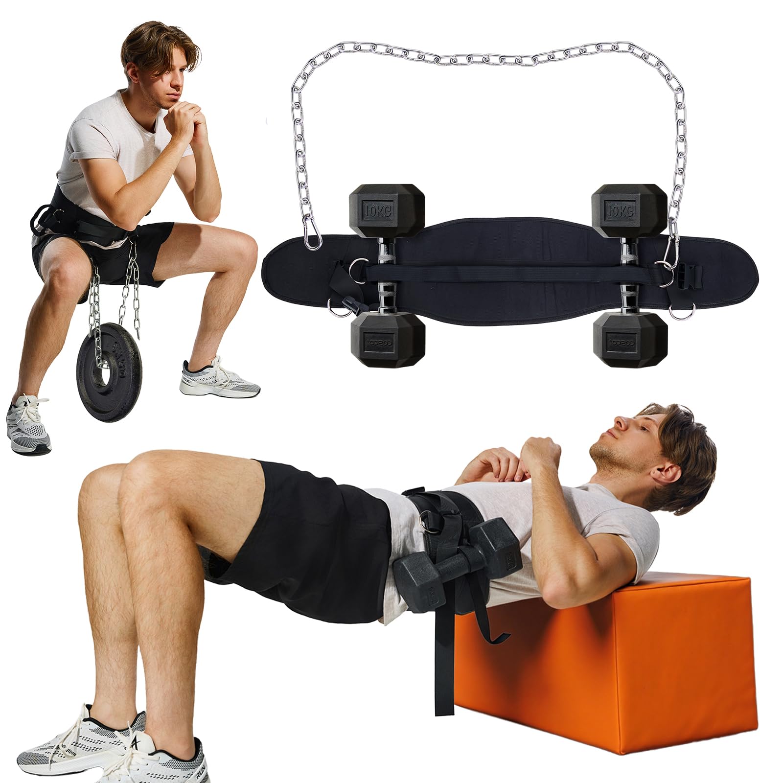 PYURIFAI Dip Belt - 3IN1 Versatile Weight Lifting Belt,Thicker and Widerer Lifting Belt with Superior Support for More Weight, Adjustable Hip Thrust Belt with Fixed Buckle for Secure Hold