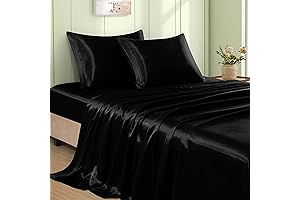 3pcs Black Satin Sheets Twin Size Bed Set