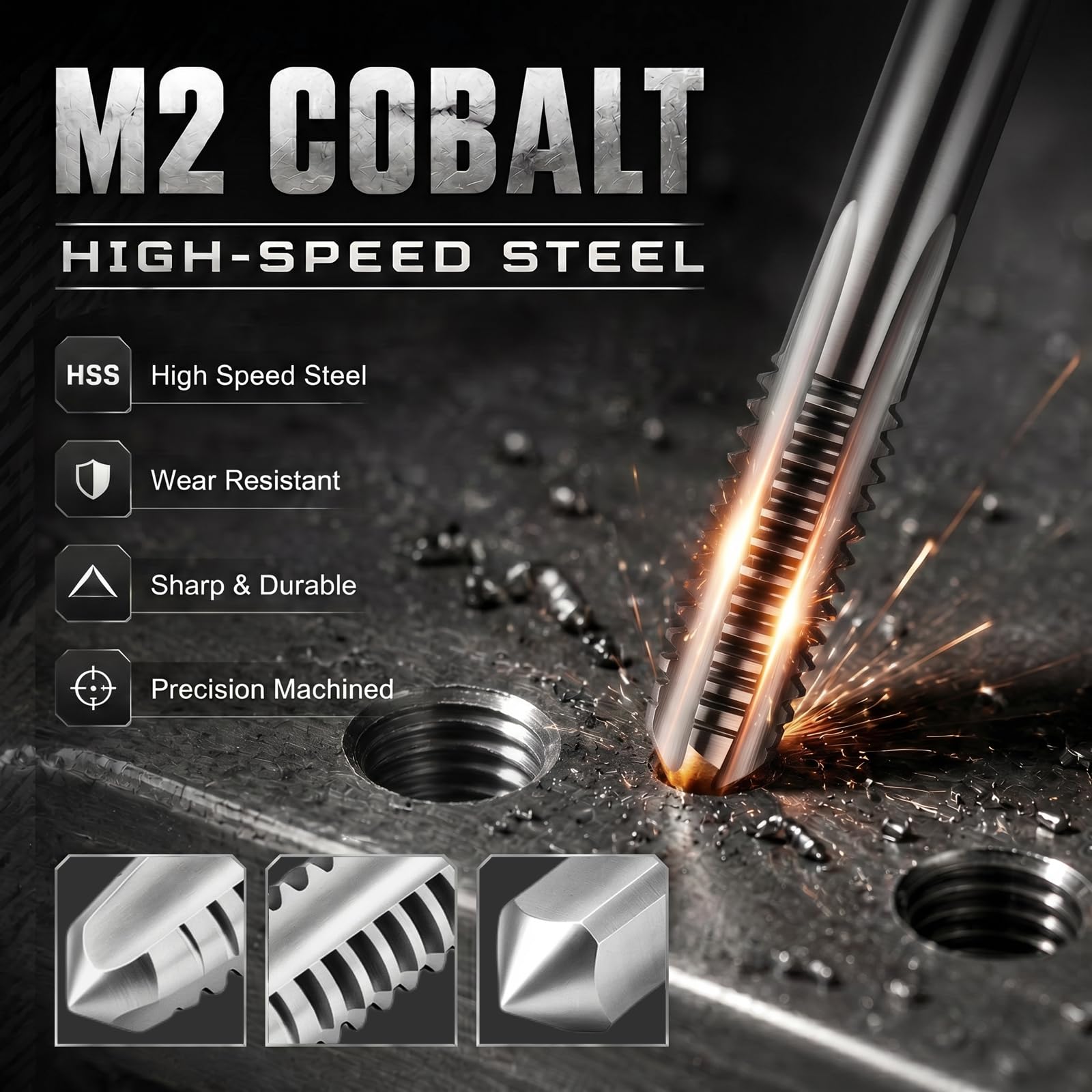 Gisafai 3-Piece HSS Tap Set - 1/4"-20 -3 Gisafai 3-Piece HSS Tap Set - 1/4"-20 -3
