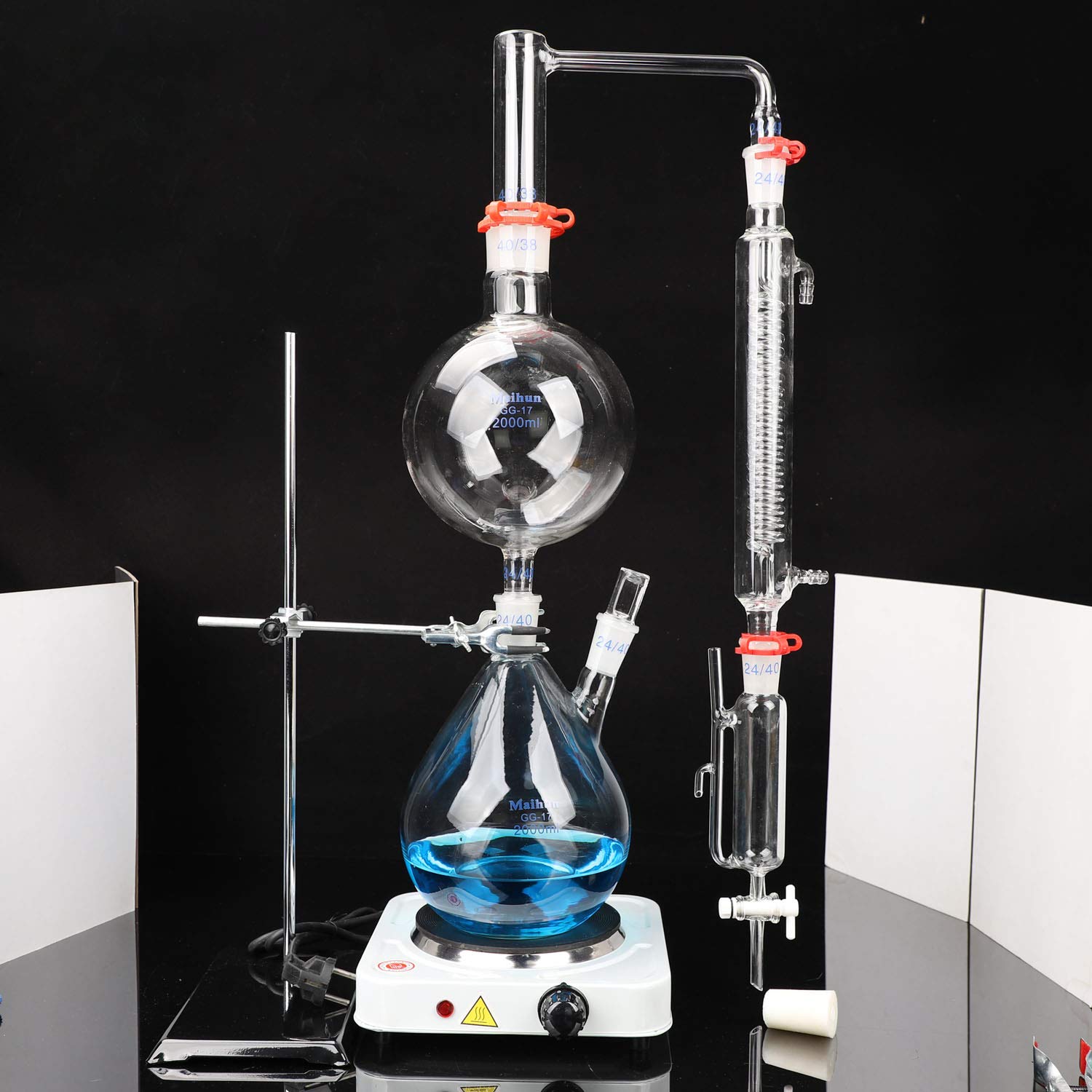 Kit De Destilación De Aceite Esencial De Laboratorio Purificador De Destilador De Agua DIY Conjunto De Productos Químicos Esenciales para El Hogar con Estufa Caliente