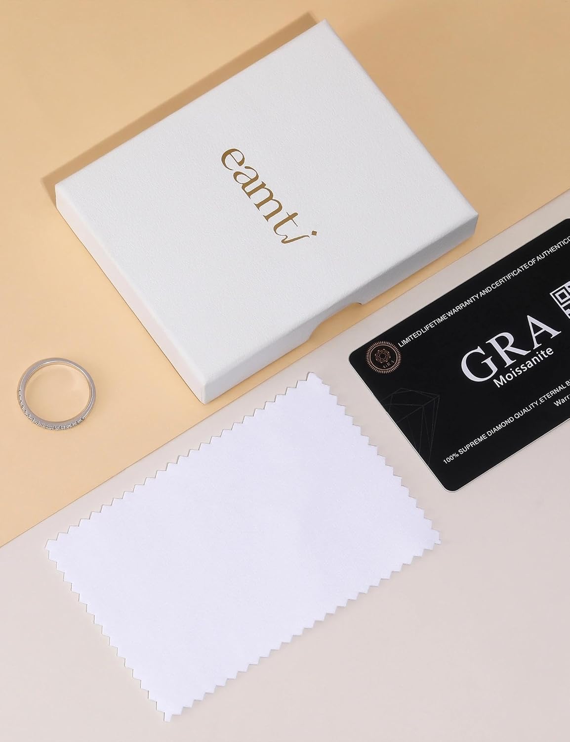 EAMTI Moissanite Wedding Bands for Women 5 Stone Eternity Bands Rings D Color VVS1 Clarity 925 Sterling Silver Anniversary Moissanite Stackable Engagement Curved Rings for Women Size 5-10 - Image 6