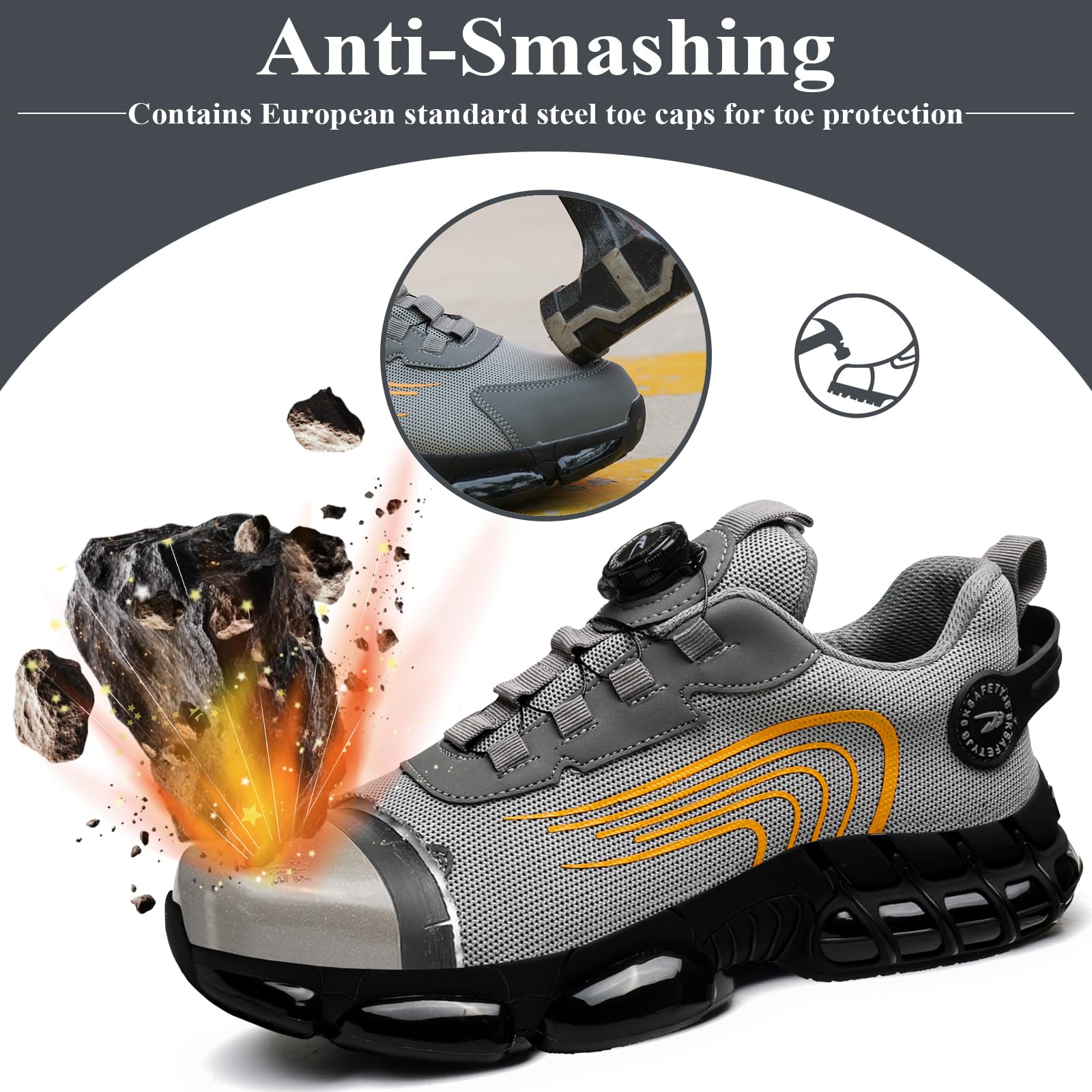 Sicherheitsschuhe Herren Damen Stahlkappe Sneakers Leichte Atmungsaktive Rutschfeste Arbeitsschuhe 36-46 EU