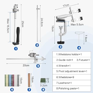HSEAMALL RX-009 Professional Knife Sharpener, 360° Rotation with Fixed Angle, Precision Sharpening Device with Sharpening Stone in Case